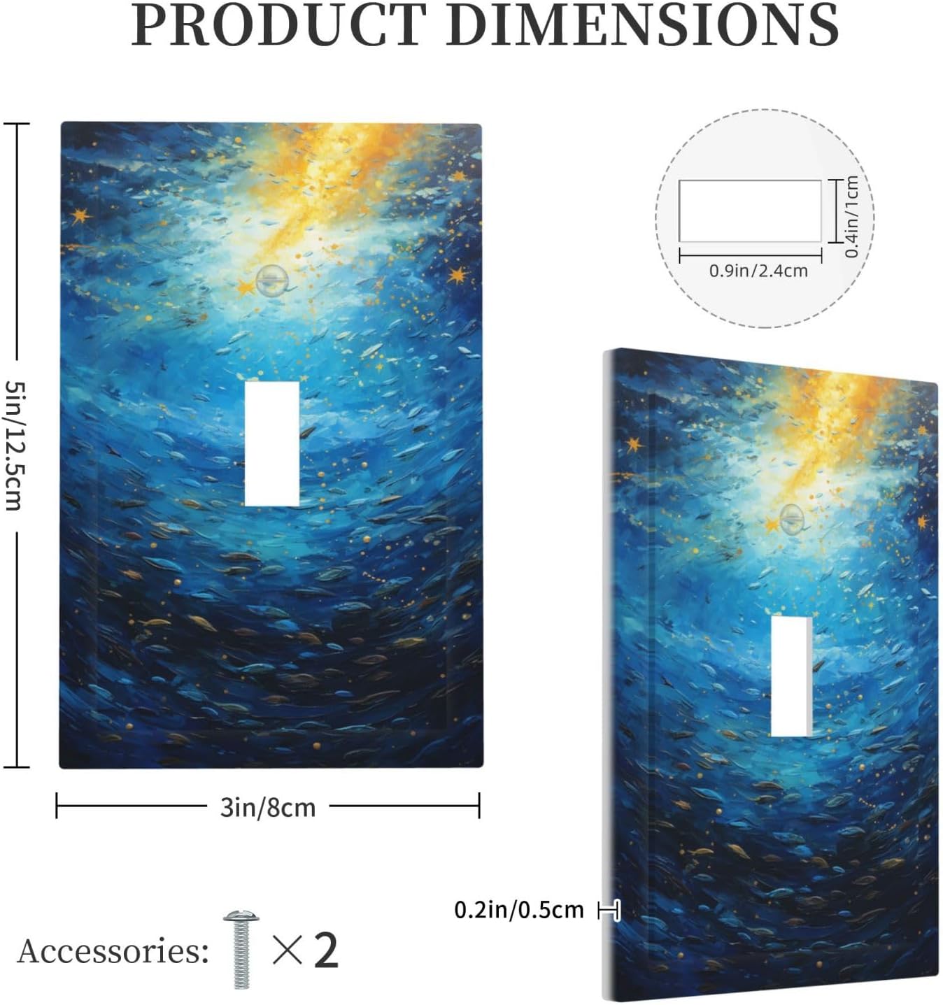 Decorative Light Switch Cover Dream Ocean Underwater World Fish Shoal 1 Gang Single Toggle Decorator Outlet Wall Plate Device Electrical Faceplate Switchplates for Kids room Nursery Decor