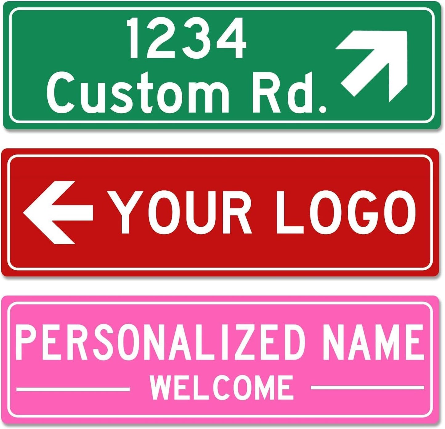 Custom Street Sign with Directional Arrow, Double Sided/Reflective Option, 24''x8'', Personalized Road Address Large Metal Sign, Customize for Business, Office, Outdoor, Home, Delivery