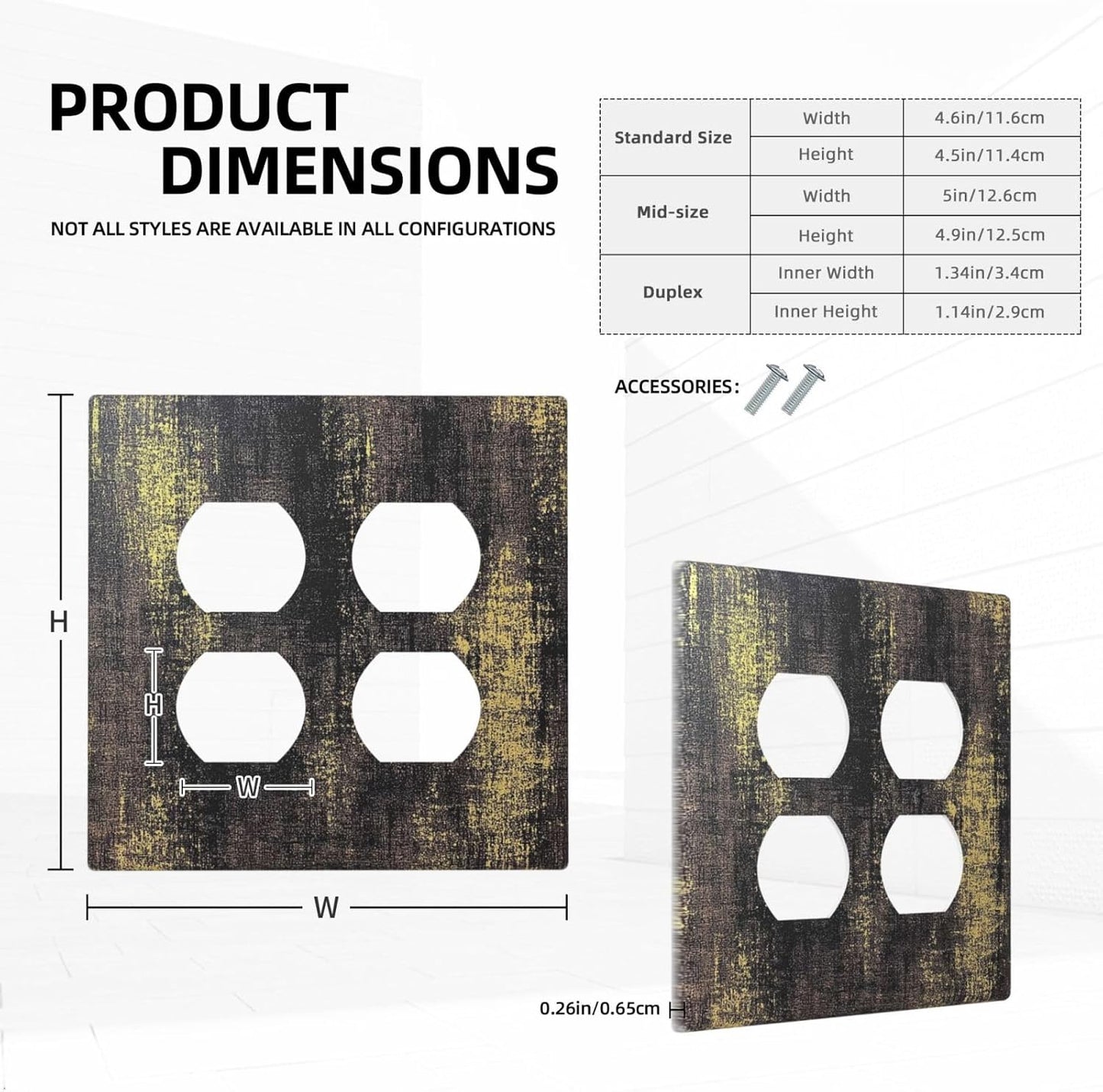 Outlet Covers Vintage Industrial Rusty Metallic 2 Gang Double Duplex Decorative Light Switch Covers Electrical Wallplates Socket Faceplate For Farmhouse Cabin Decor