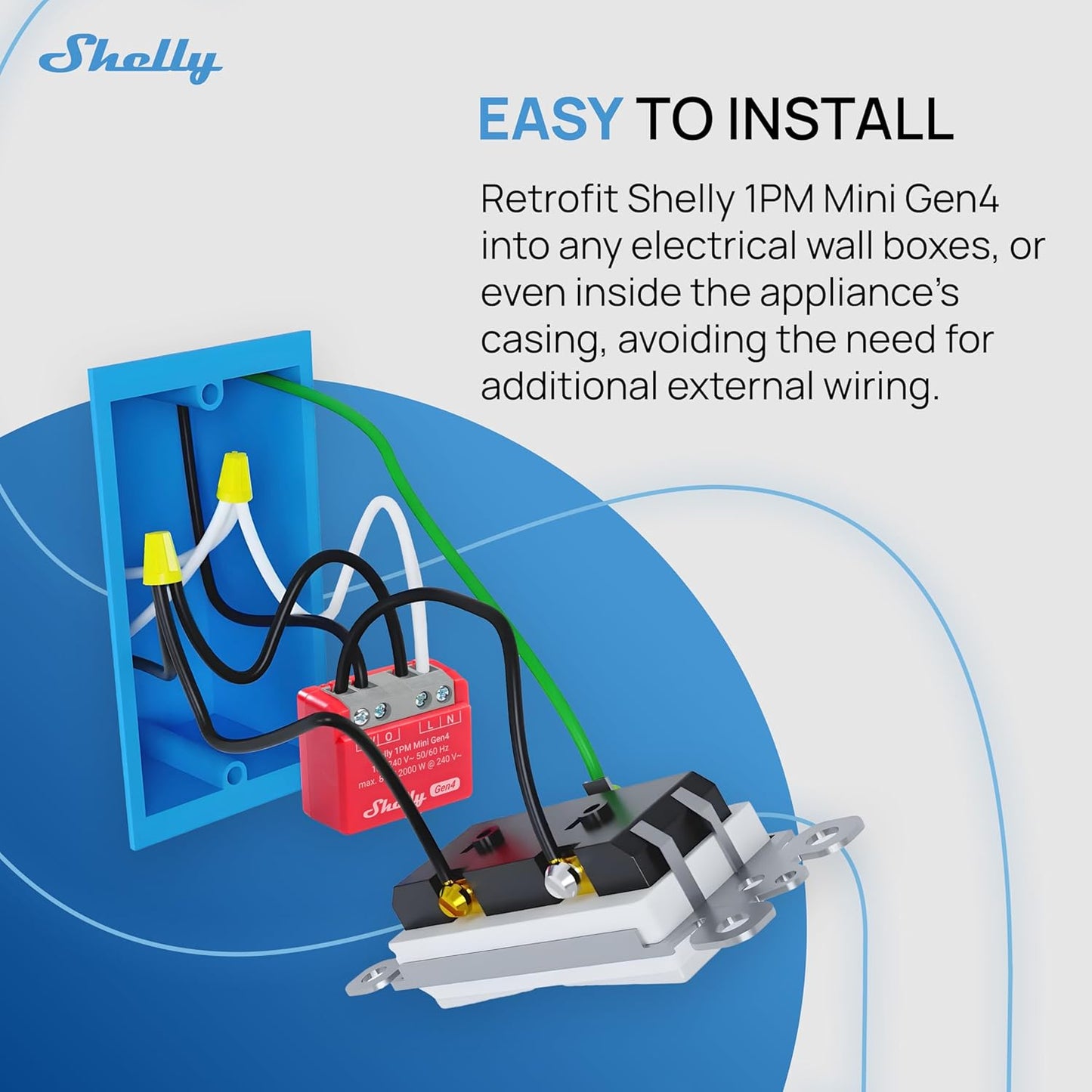 Shelly 1PM Mini Gen4 | Wi-Fi, Zigbee, Matter Smart Relay Switch with Power Metering, 1-Channel 8A | Home Automation | Alexa, SmartThings, Google, Apple HomeKit Compatible | iOS Android App (2 Pack)