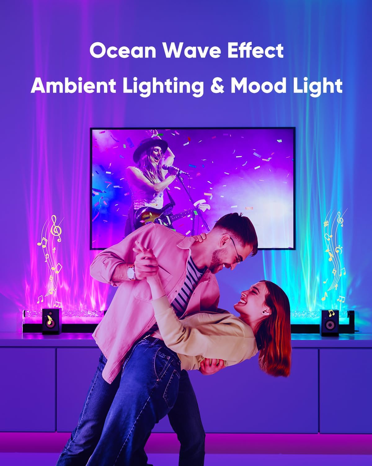 RGB LED Light Bar for Bedroom, Ambient Lighting for Wall, Mood Lighting for Living Room, Gaming Room Decor, Ocean Wave Lamp, Remote Control