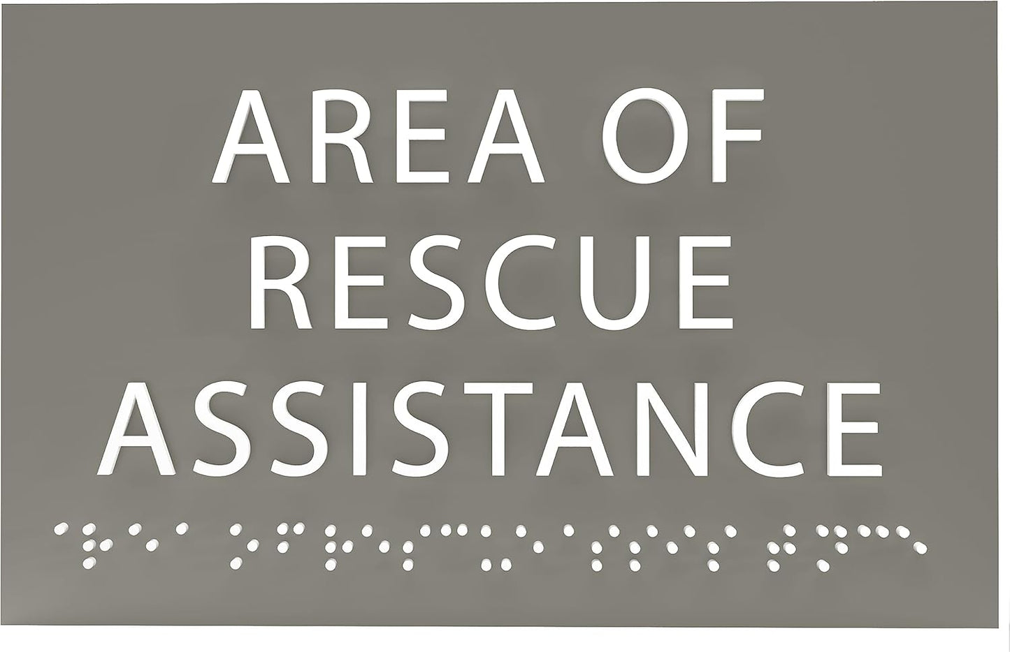 6" X4" Area of Rescue Assistance Sign- Tactile Graphics Grade 2 Braille Text ADA Compliant Sign |ADA Compliant Plastic Signs for Schools, Offices, Businesses, Apartments & Restaurants