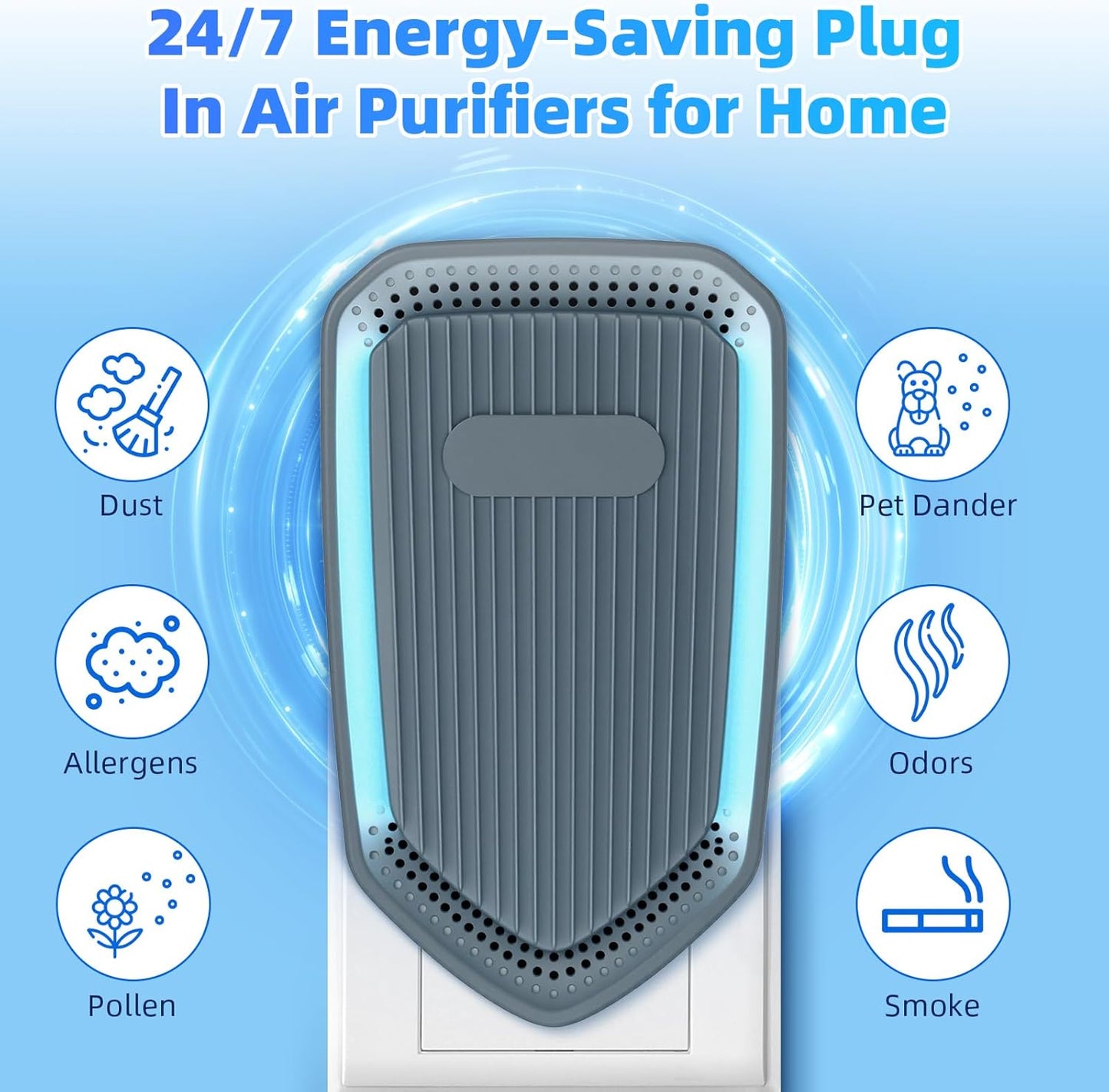Negative Ion Air Purifier, Silent Plug-in Air Purifier,Mini Portable Air Ion Generator, Absorbing Smoke and Dust, Purifying Air is Suitable for Bedroom, Study, Kitchen, Bathroom and Living Room. (4)