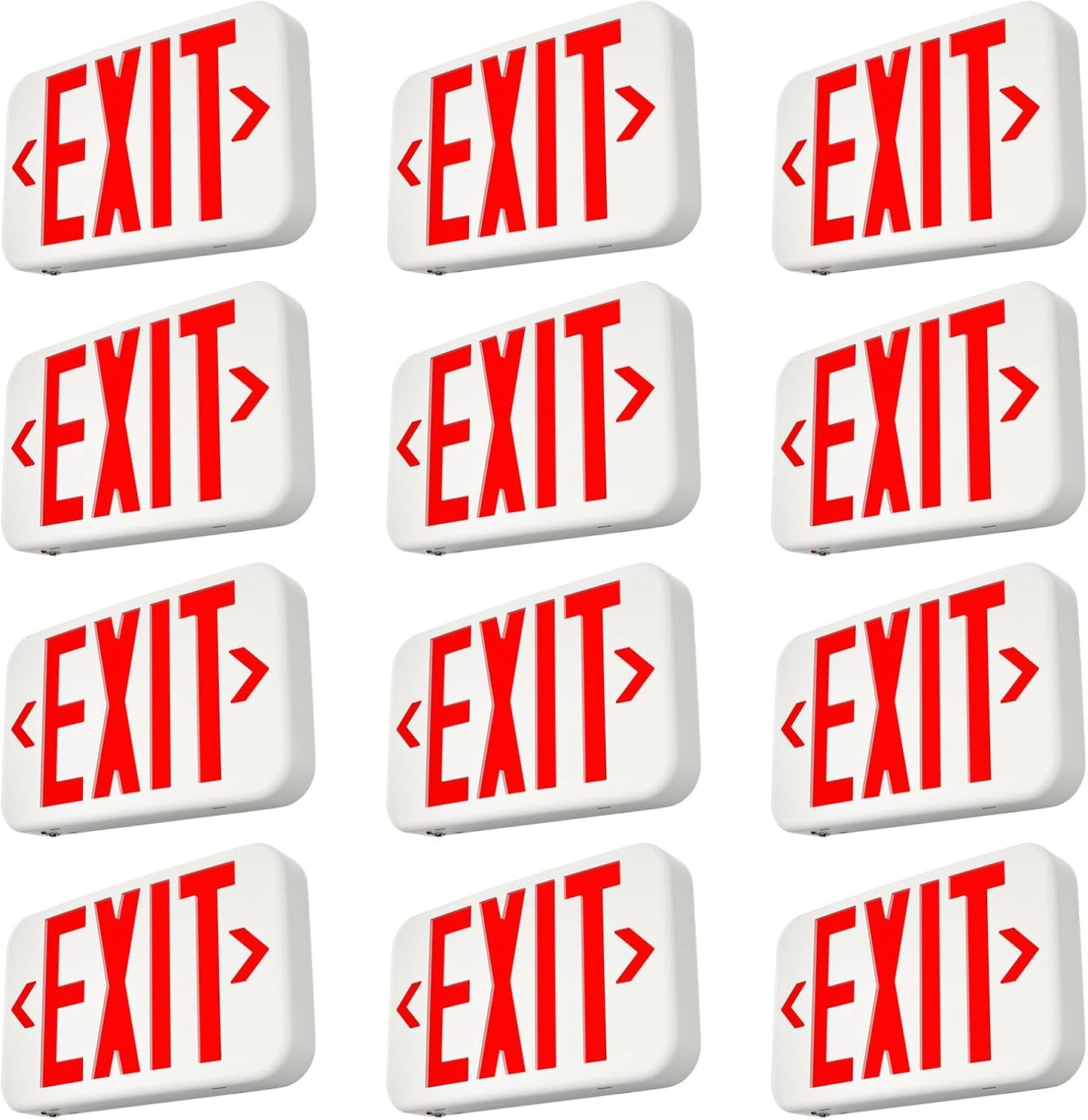 FREELICHT 12 Pack Red Double-Sided LED Exit Sign with Battery Backup, Exit Sign for Business,Easy To Install, UL Certified, AC 120/277V