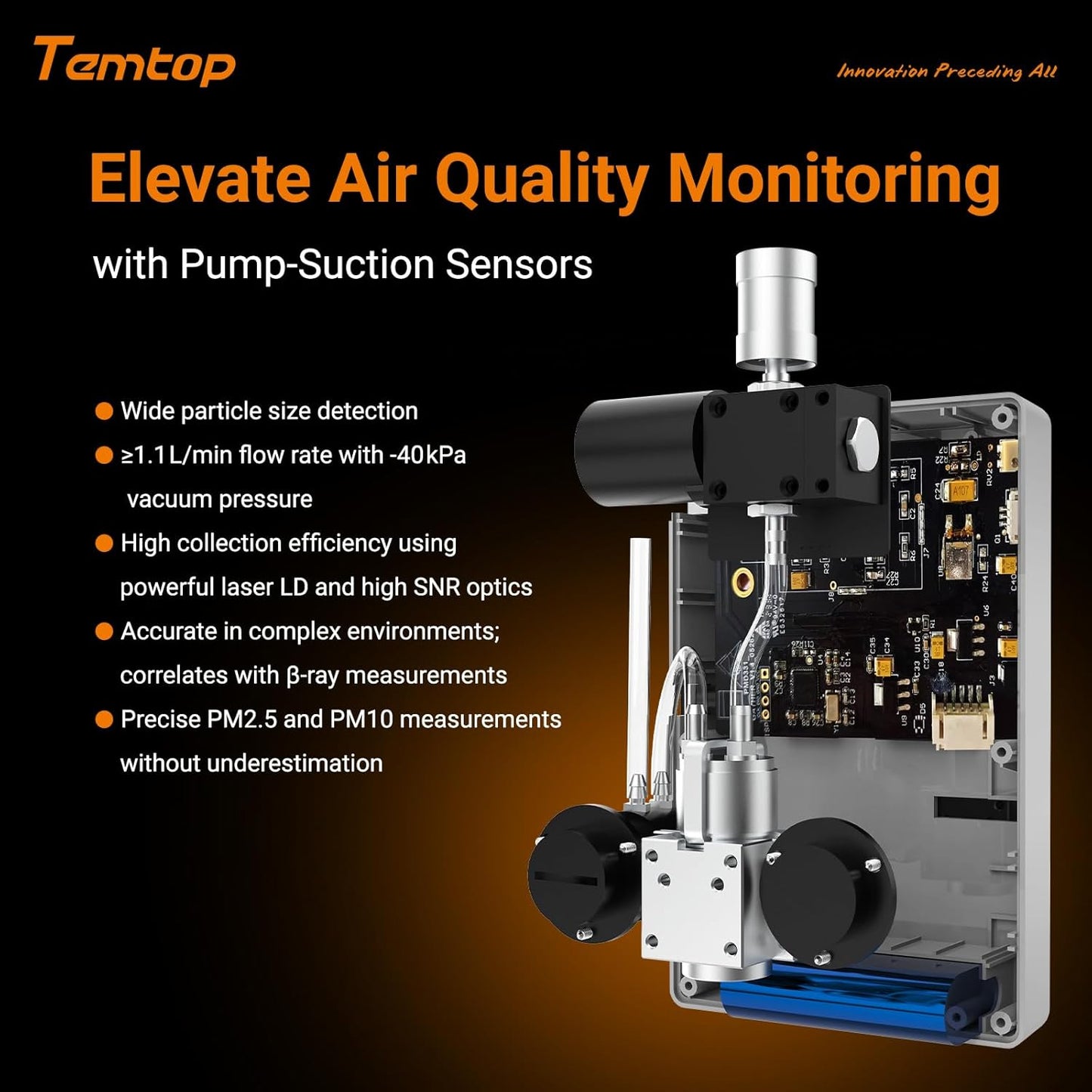 Temtop Particle Counter Aerosol Dust Monitor Professional Cleanroom Tester Laser Air Detector AQI Data Logger PM1.0 PM2.5 PM4.0 PM10 TSP PMD 351