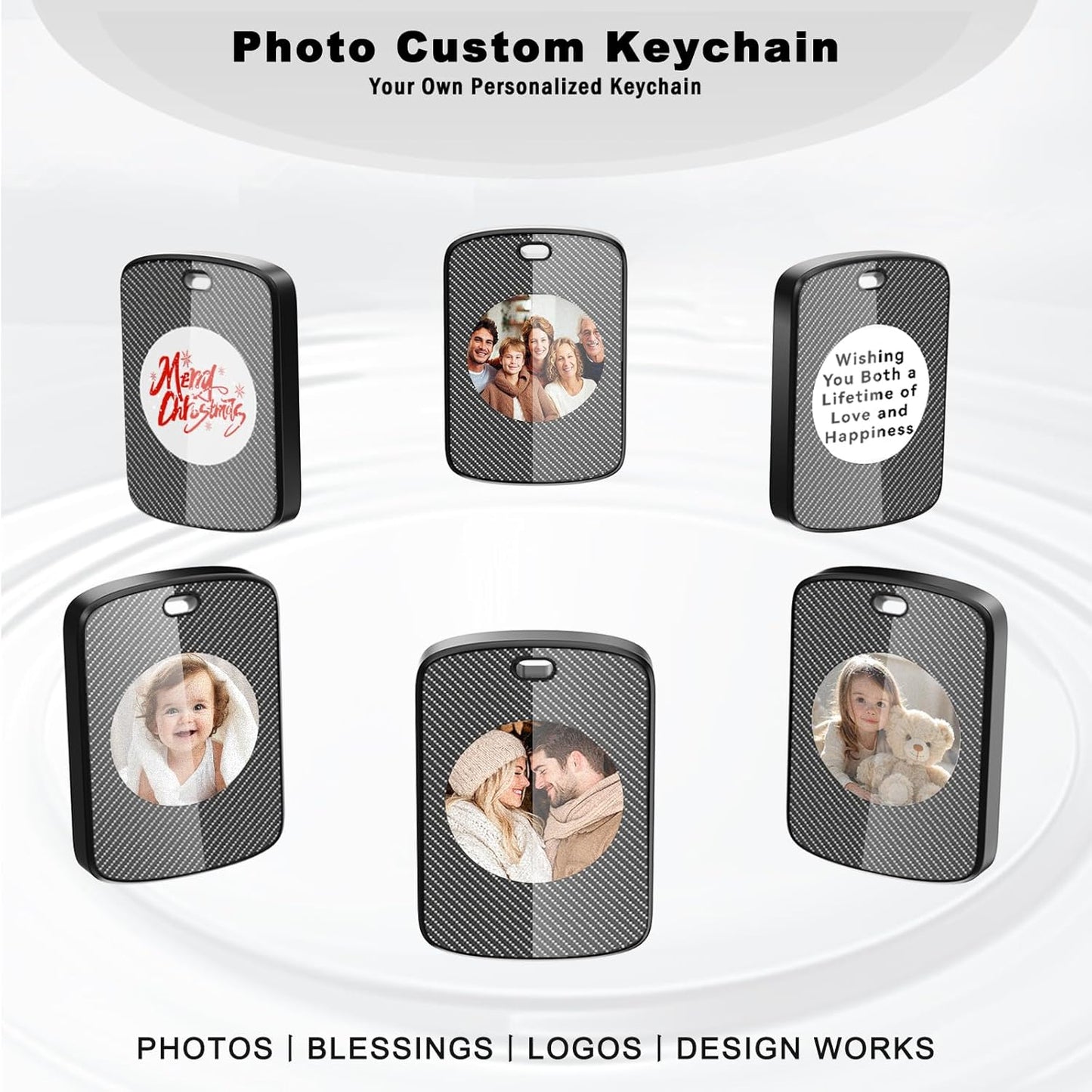 Customized Keychain with Picture,Personalized Photo Keychain with Build-in Find My Tracker,Contact Information,Item Locator for Key,Pets,Luggages,iOS 14.0 and Up,Great Gift for Family and Friends