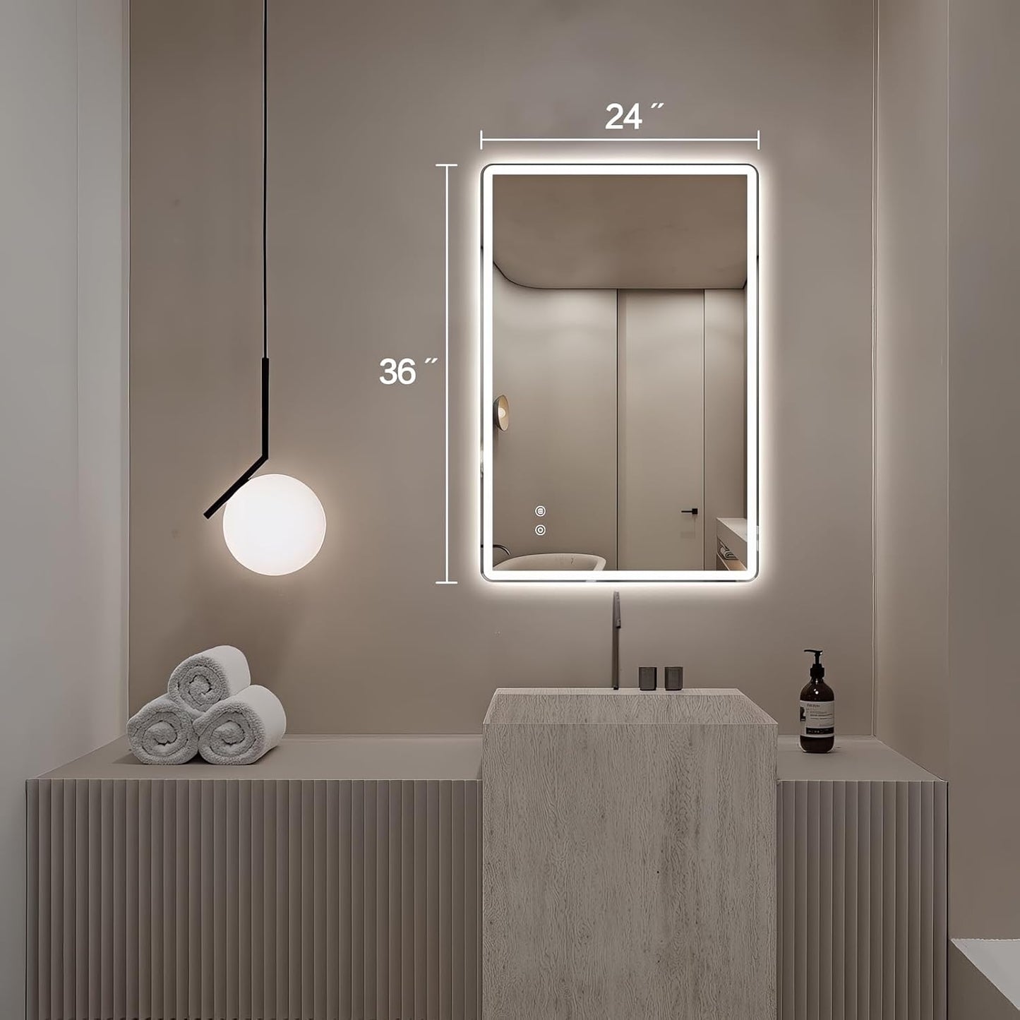 Niccy Led Mirror for Bathroom, 36"x24" Frameless Frontlit and Backlit Mirror for Wall Lighted Mirror with Bedroom 3 Color, Defogger, Explosion-Proof, HD Glass, IP65 Vanity Mirror Horizontal/Vertical