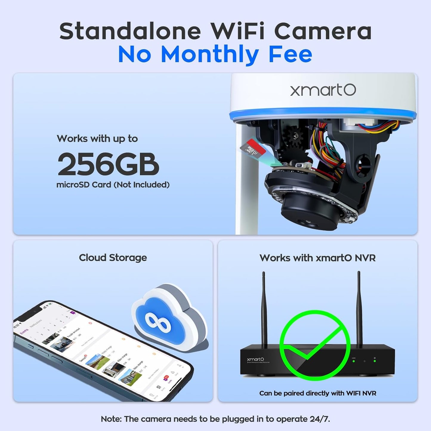 xmartO [AI Tracking Ceiling CAM] 2K HD Metal Dome PTZ Wireless Security Camera with Automatic-Follow, 2-Way Audio and Night Vision (Add on to NVR or Use Standalone, DPK3034)