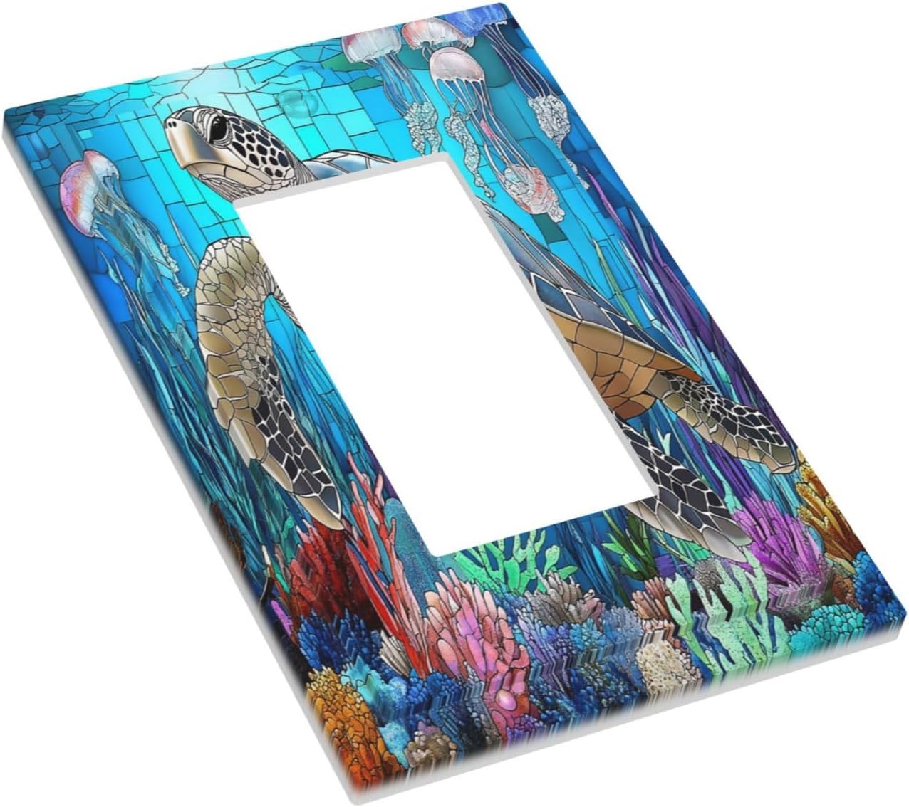 Decorative Outlet Covers Nautical Sea Turtle Coral Jellyfish 1 Gang Single Rocker Light Switch Cover Plate Wall Plates Gfci Faceplate For Kids Room Nursery Decor