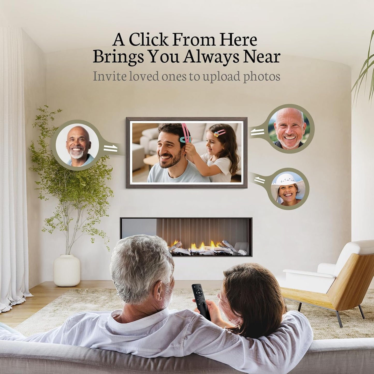 BSIMB Large Digital Picture Frame 24 Inch, 1920x1080 FHD WiFi Digital Photo Frame Electronic 32GB, Wall Mount Included, Share Pictures/Videos via App Easy Setup Gifts for Mom(Non-Touch), Dark Wood