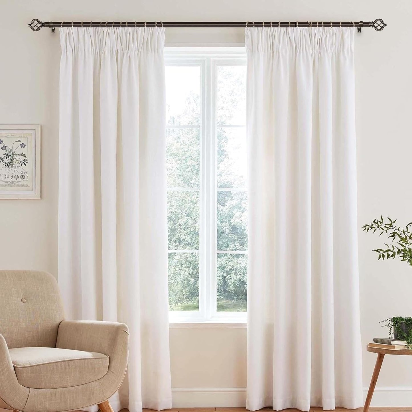 KAMANINA 2 Pack Curtain Rods 32 to 58 Inches (2.6-4.8ft), 3/4 Inch Curtain Rods for Windows Splicing Adjustable Single Drapery Rod with Twisted Cage Finial, for Indoor and Outdoor, Bronze