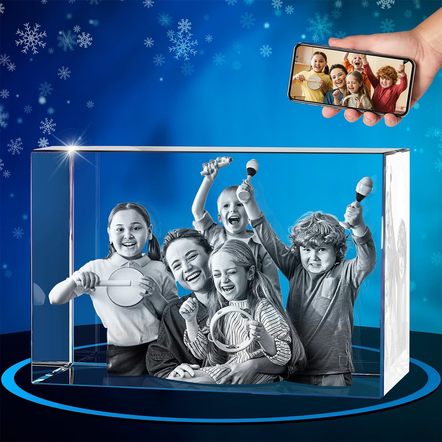 ArtPix 3D Crystal Photo, Christmas Personalized Gifts for Women, Wife, Her, Him, Men, Husband, Grandma, Great Xmas Customized Gift With Your Own Photo, Custom Glass 3D Laser Etched Picture Wedding