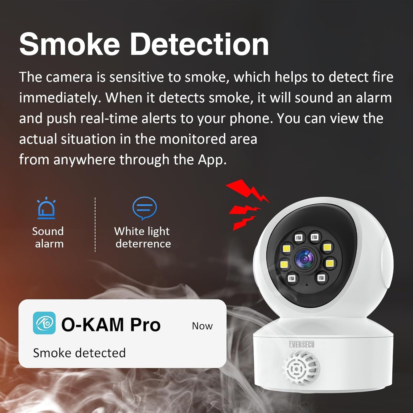 EVERSECU Smoke & Gas Detection Home Security Camera with Sound Alarm & Real Time Alert, Humanoid Auto Tracking, 2 Way Audio, Night Vision, Compatible with Alexa, Baby Monitor/Elder/Pet Camera(4pack)