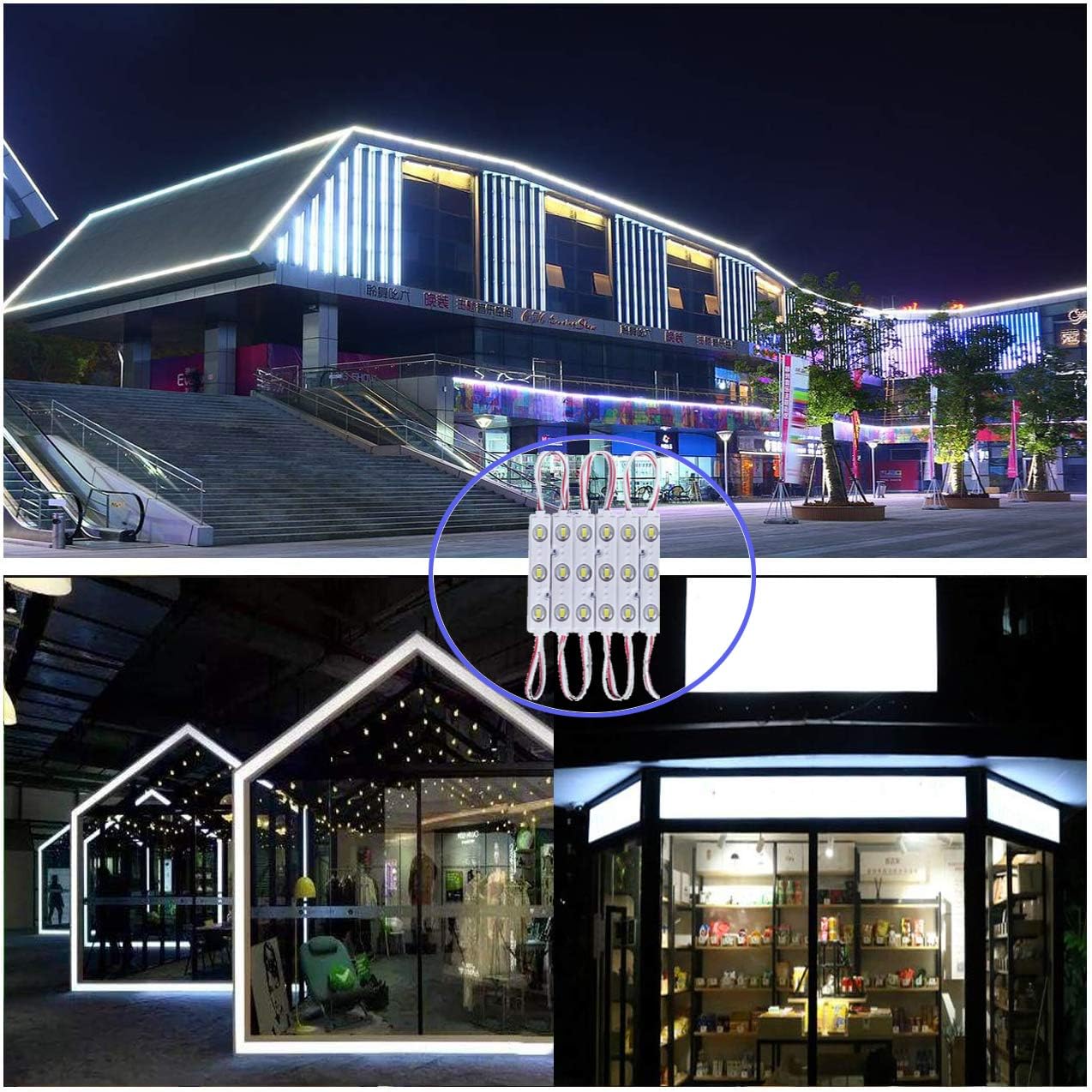 LED Module Windows Lights - 3000K White, 100pcs, 49.8 Ft, 5730 SMD, 150LM Per Module, IP65 Waterproof for Advertising Signs With Tape Adhesive Backside (No Power Supply)