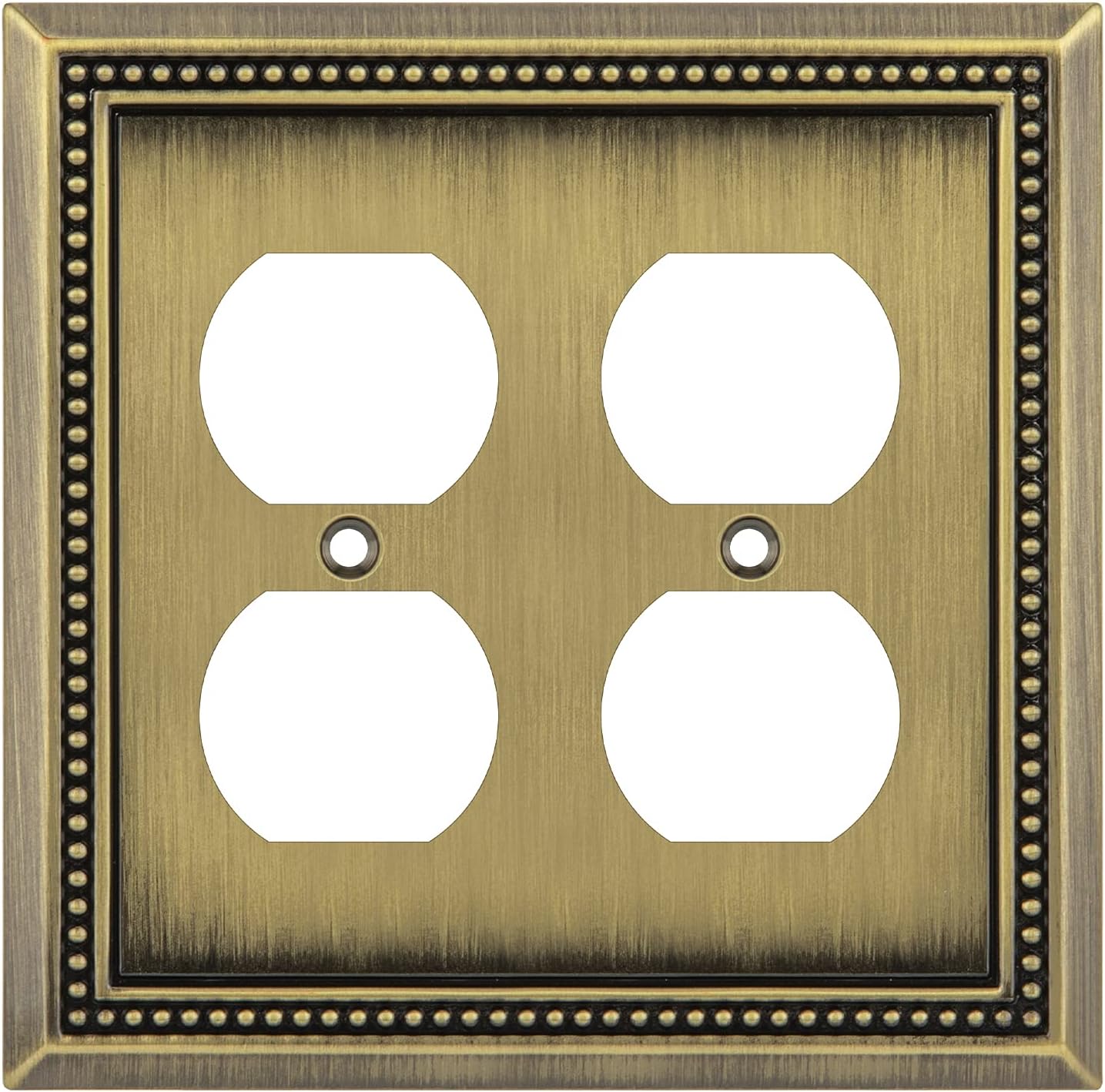 Henne Bery Sunken Pearls Heavy Duty Decorative Wall Plate Switch Plate Outlet Cover (Double Duplex, Antique Brass)