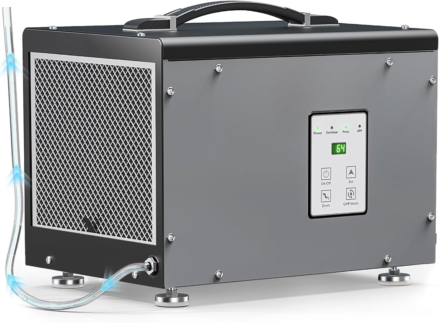 BaseAire Crawlspace Dehumidifier with Pump, Compact Dehumidifiers for Commercial, Basement and Water Damage with Drain Hose, 70 PPD, Auto Defrost, GLGR Technology, Up to 1000 Sq Ft