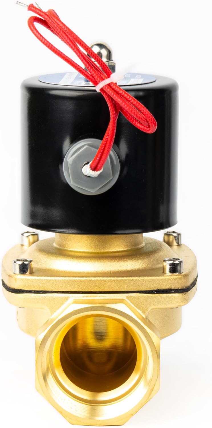 U.S. Solid 1-1/2" Solenoid Valve - 110V AC Brass Electric Solenoid Valve, Normally Closed, Viton Seal