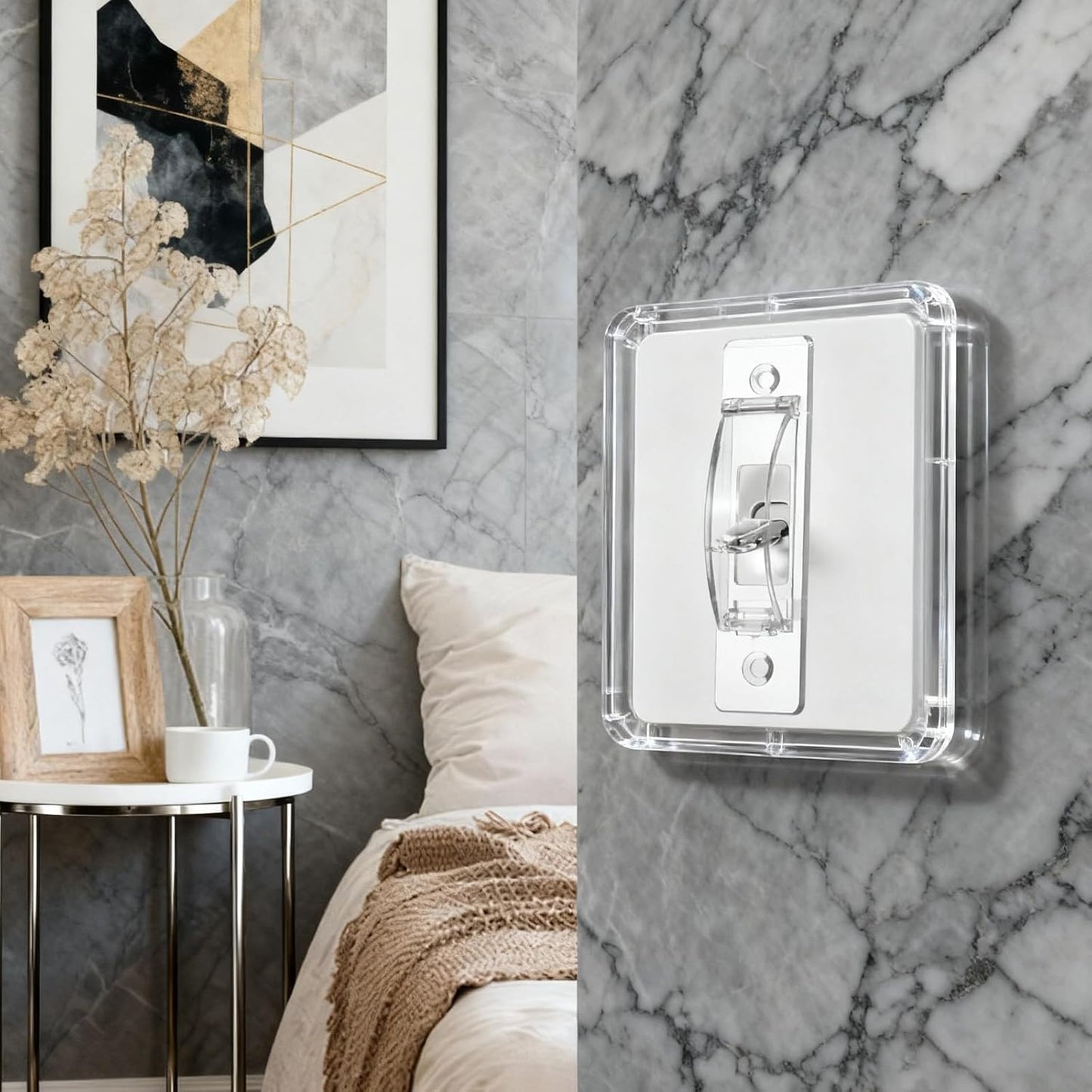 4 PCS Light Switch Cover Guard Child Proof Light Switch Guard Wall Switches Cover Toggle Switches Covers for Protects Your Lights from Being Accidentally Turned On or Off by Children and Adults