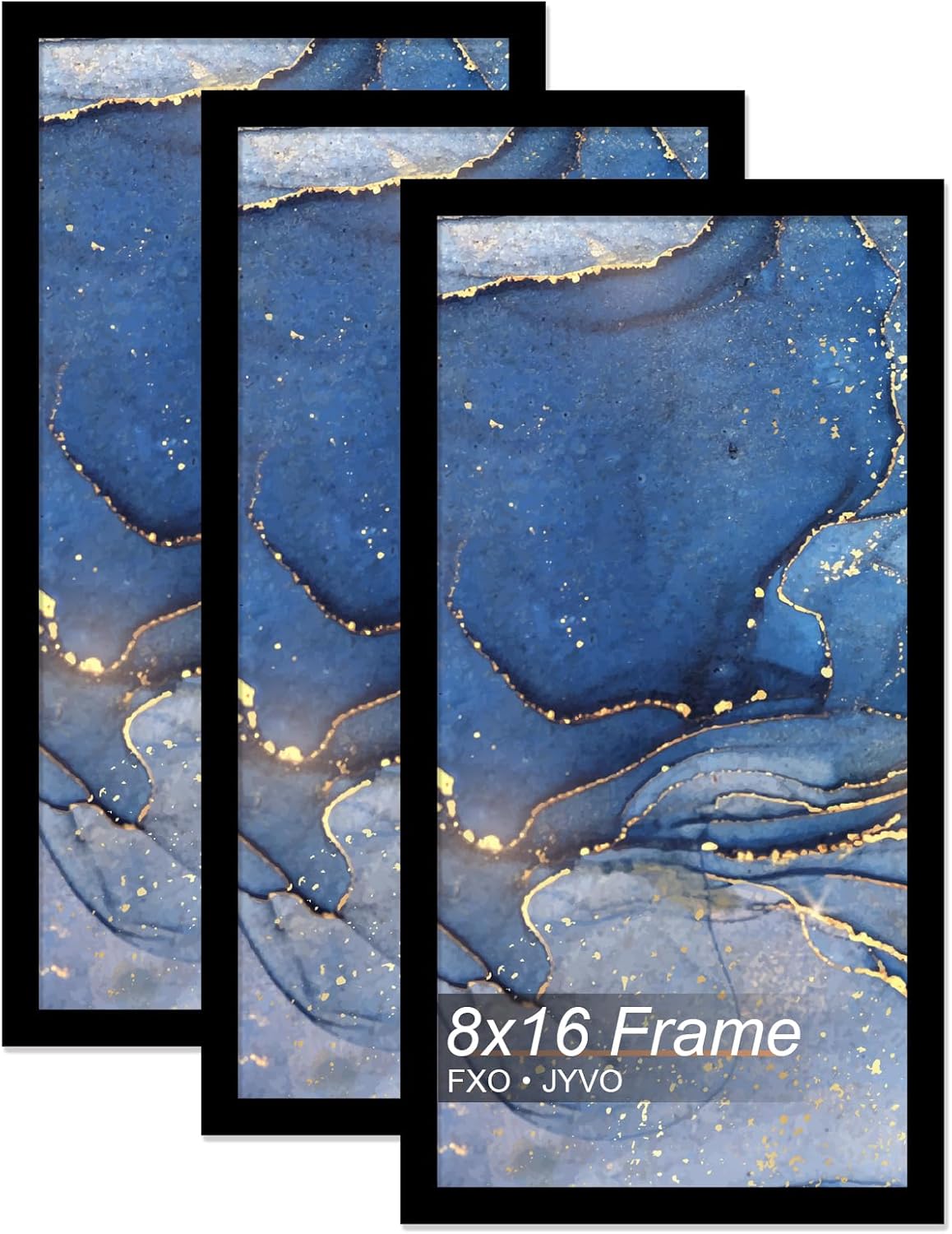 8x16 Picture Frame Set of 3, Black Frame for 8 x 16 Inch Picture Poster Photo, Light Weight and High Transparent 8 by 16 Frame for Wall - 3 Pack/Black/8"x16"