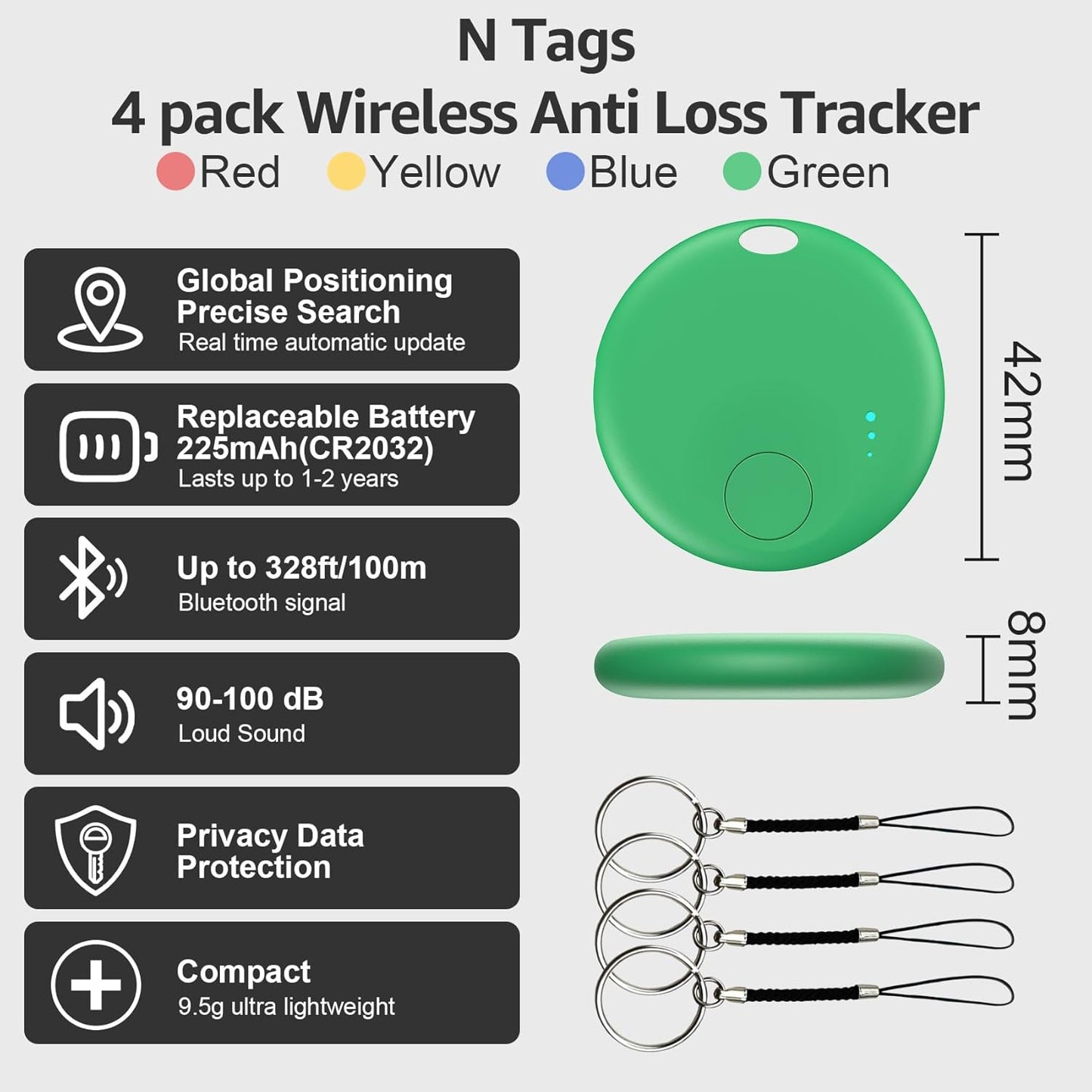 Smart Tags-4 Pack for Android Tracker Tags, Bluetooth Tracker, Work with Google's Find Hub App, Item Finder for Keys, Item Locator for Wallet, Suitcases, Pets (Multicolored)