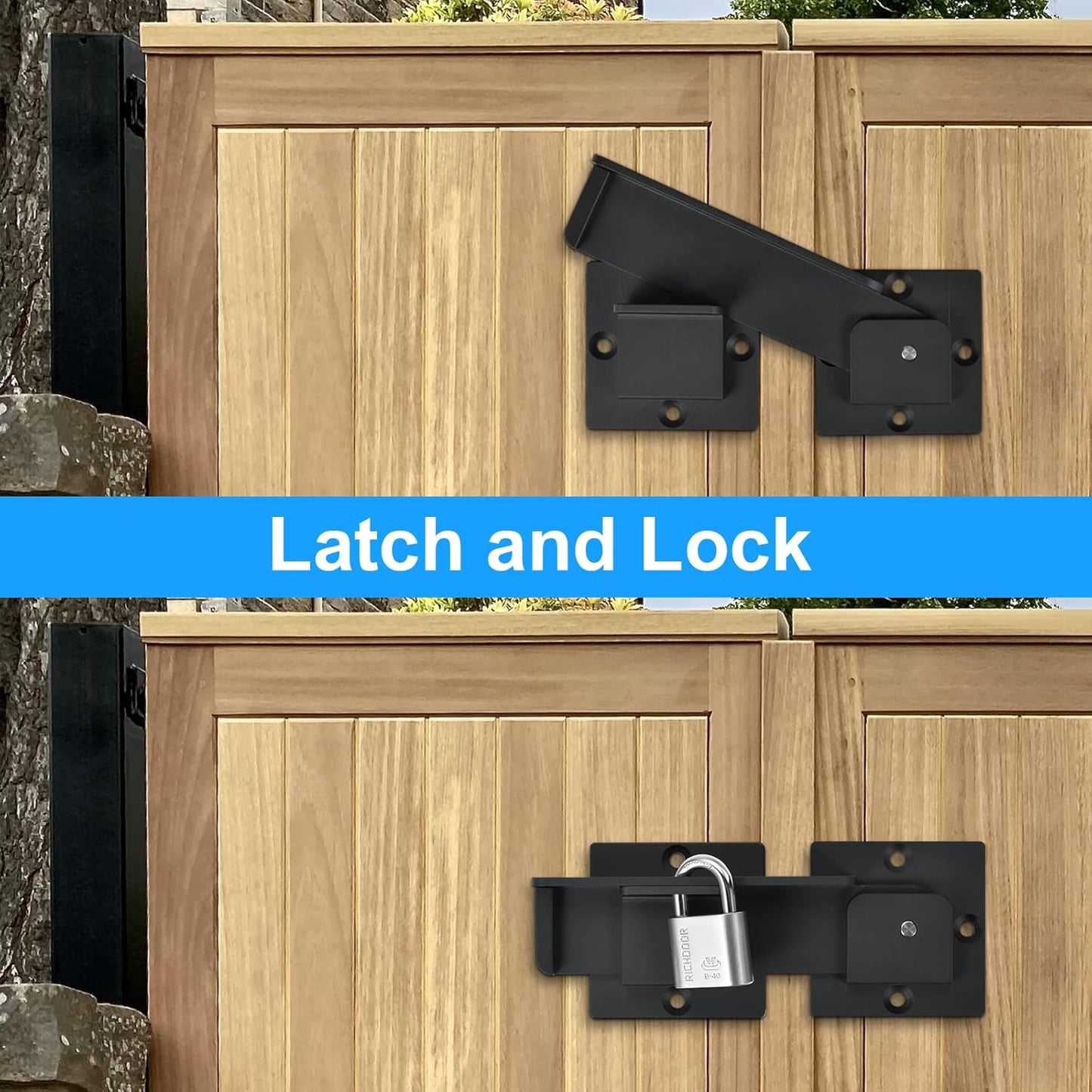 7.5" Flip Gate Latch Lock with Padlock Hole 2Pack, 4mm Heavy Duty Aluminum Alloy Adjustable Door Latch for Sliding Swing Open Door, Outdoor Gate, Wooden Fence, Barn Door, Shed, Garage, Yard