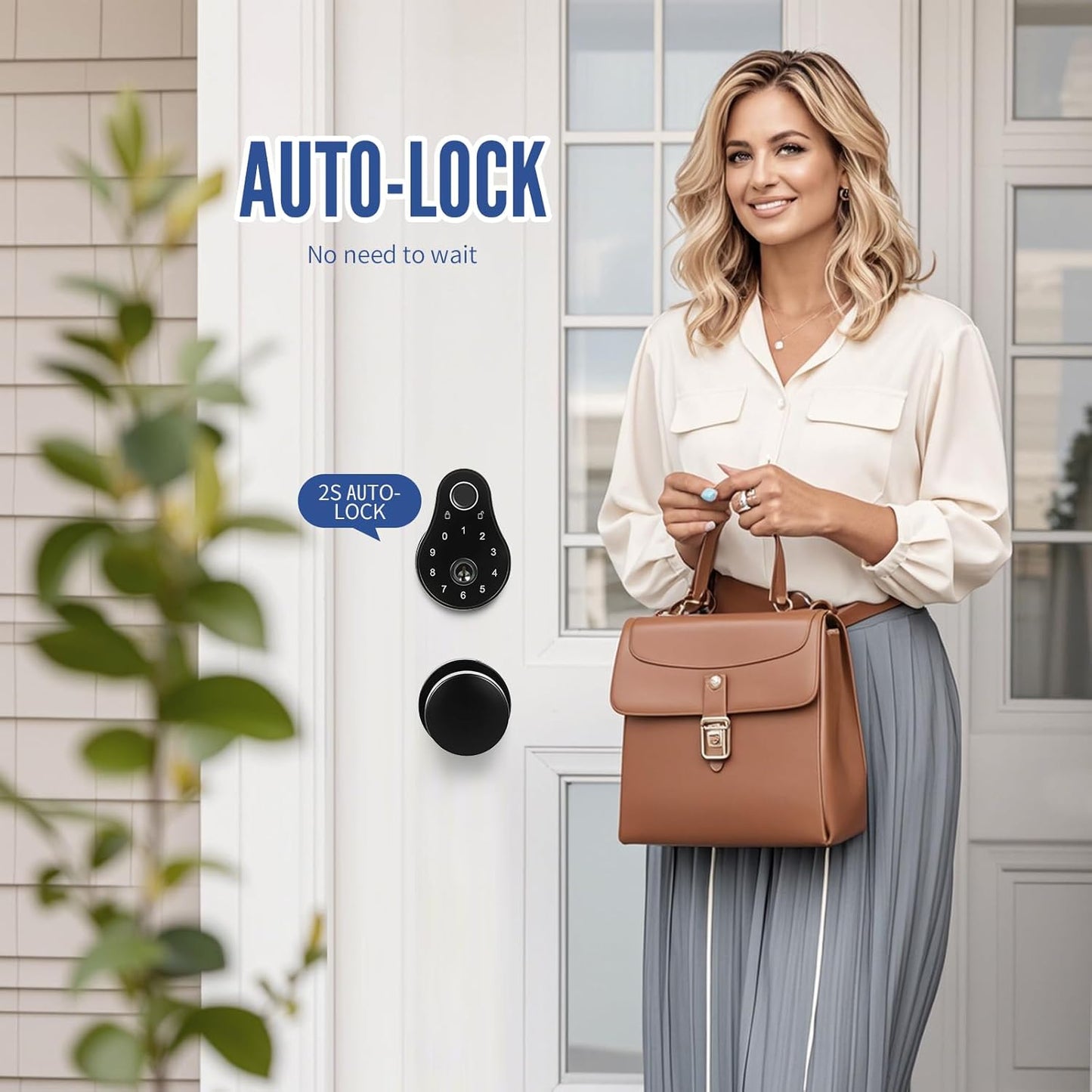 keyless Entry Door Lock deadbolt with Handle Set-Code,Key,Fingerprint deadbolt and Black Door knobs-Touchscreen Keypad Deadbolt Smart Locks for Front Door- Easy Install-Auto Lock