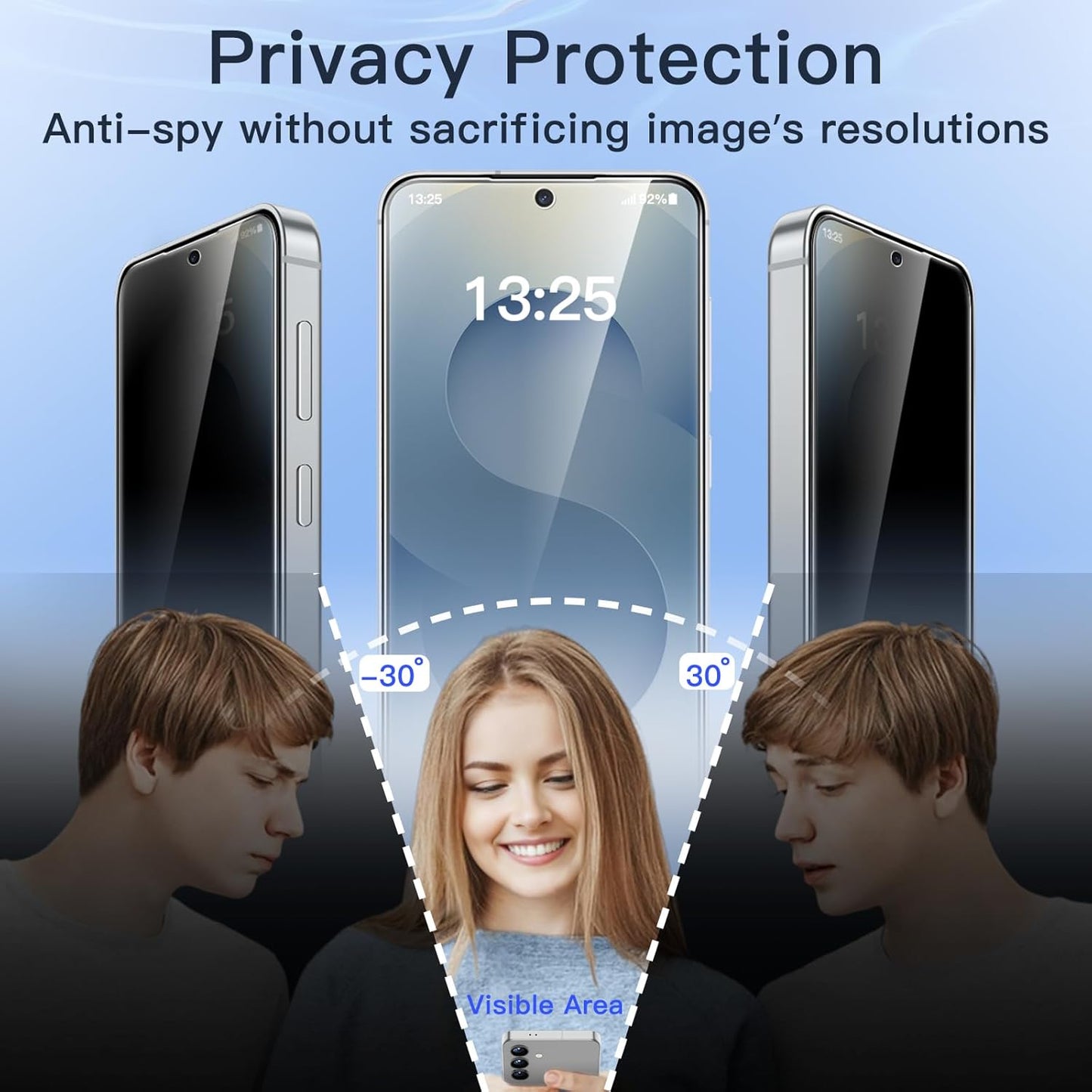 JETech Privacy Screen Protector for Samsung Galaxy S25 5G with Camera Lens Protector, Anti-Spy Tempered Glass Film, Fingerprint ID Compatible, 2-Pack Each