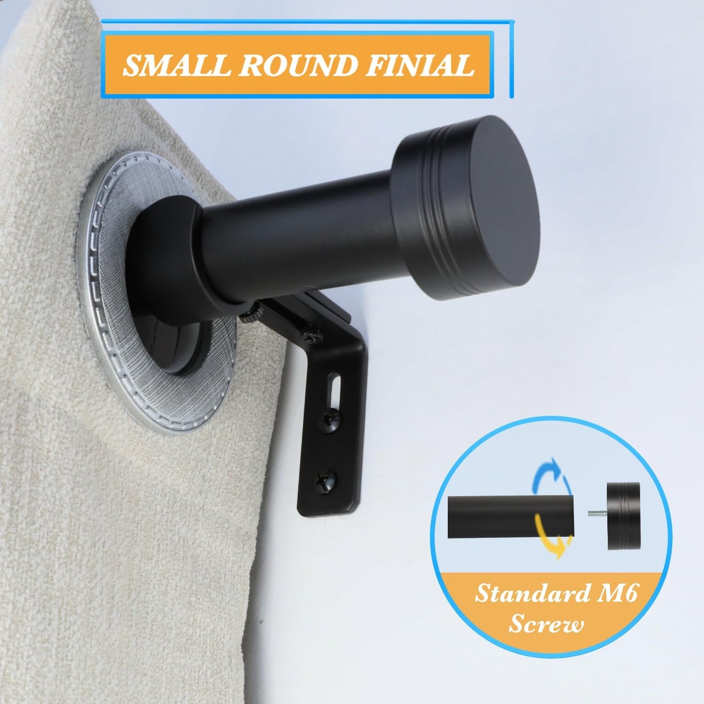 Black Curtain Rod for Windows 18 to 45 Inches, 1 Inch Adjustable Drapery Pole, Heavy Duty Outdoor/Indoor Modern Curtain Rods, Easy Installation(Black 18"-45")