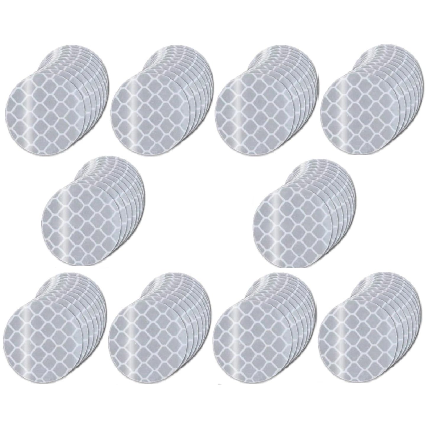 Non Fading White Reflective Stickers 2-inch Diameter Round Reflector, Outdoor Waterproof High Visibility Warning Adhesive Tape (100 Pcs)