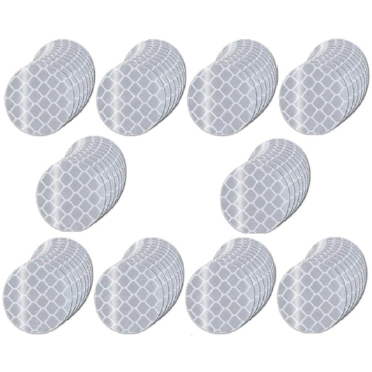Non Fading White Reflective Stickers 2-inch Diameter Round Reflector, Outdoor Waterproof High Visibility Warning Adhesive Tape (100 Pcs)