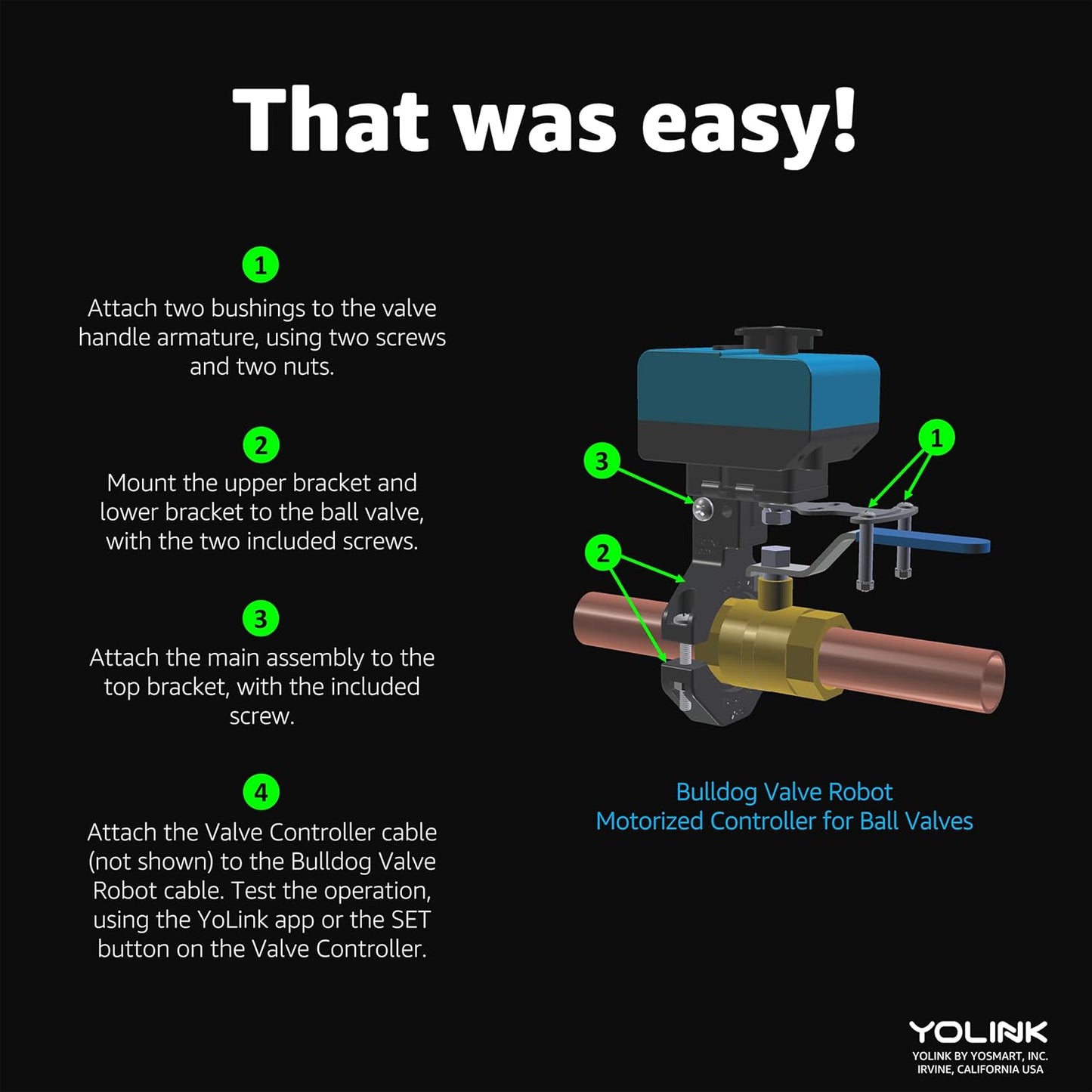 Wireless Valve Controller & Bulldog Valve Robot Automatic Water Leak Detection & Shut-Off Kit HUB Included