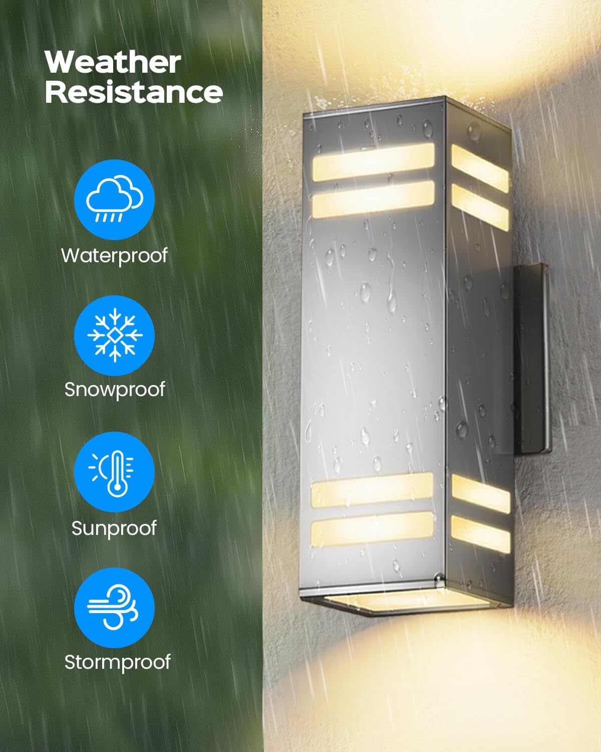 KIZON Modern Dusk to Dawn Outdoor Lighting 2 Pack, Stainless Steel Up and Down Sconce with E26 Base, Includes 3000K Bulbs, Waterproof Exterior Lighting Fixtures, Outdoor Lights for House Porch Garage