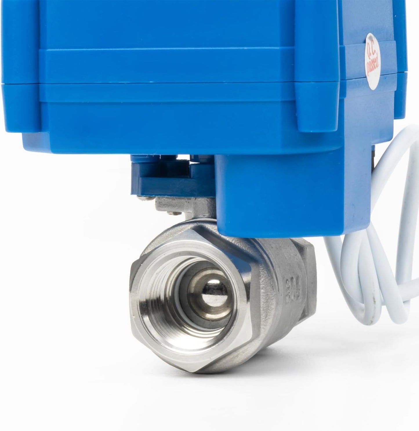 U.S. Solid Motorized Ball Valve with Manual Function - 1/2" Stainless Steel, Full Port, 85-265V AC, 2-wire Automatic Return, Normally Closed