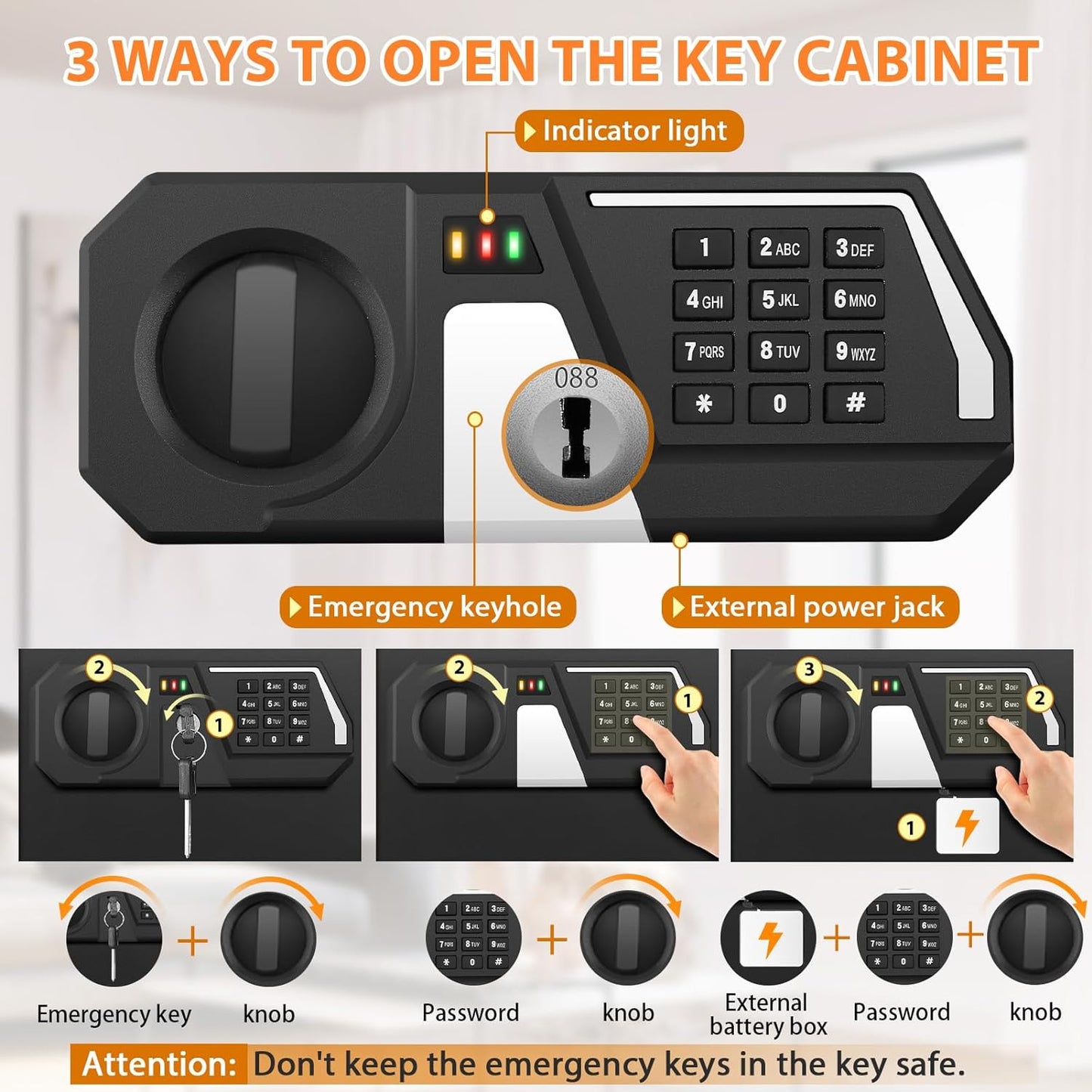 200 Keys Fireproof Key Safe with Hook Plates and Key Tags, Anti-Theft Key Lock Box Wall Mount with Combination Lock, Heavy Duty Key Box Key Cabinet Key Organizer for Home Office Garage