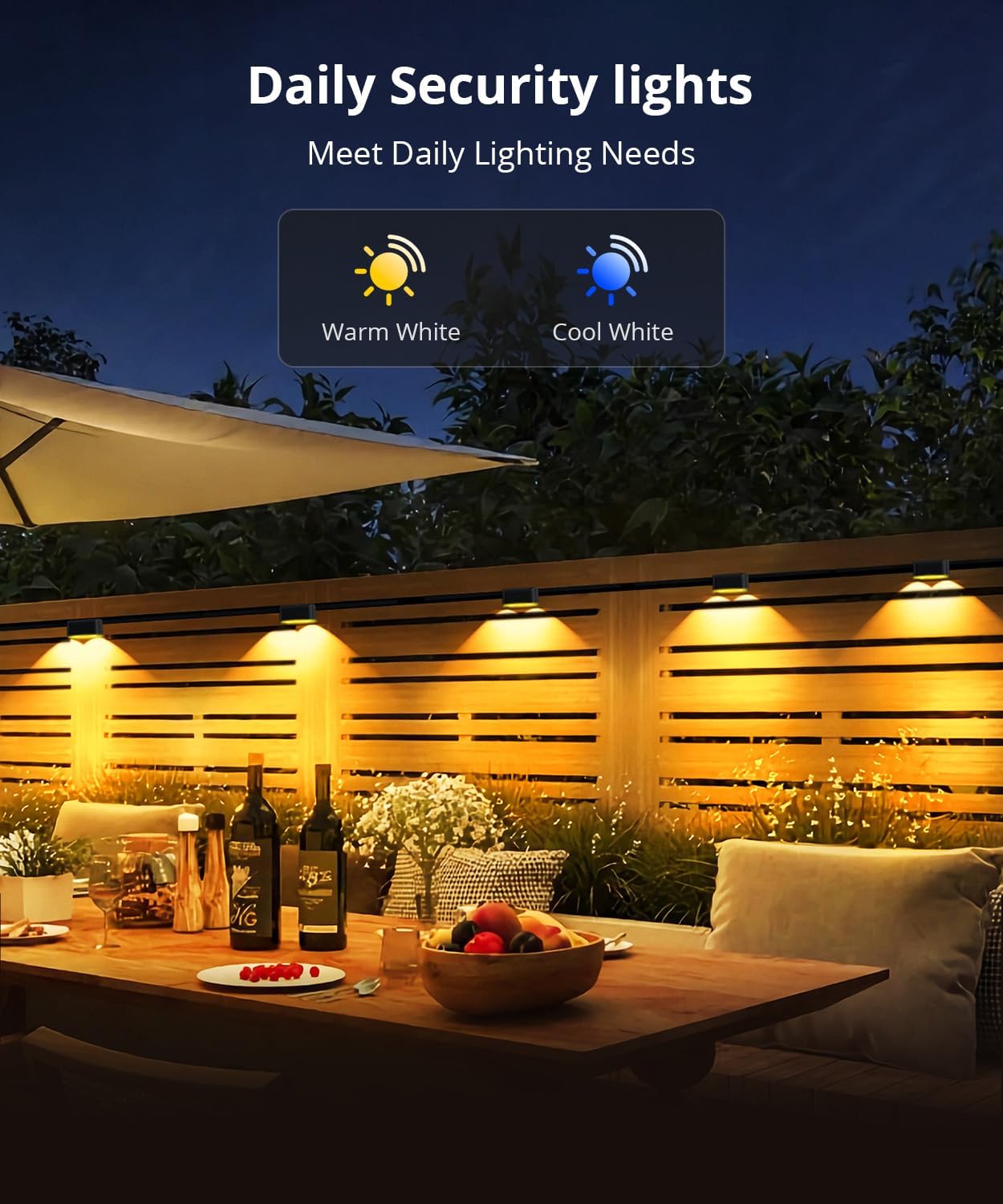 Outdoor Deck Lights 24 Packs, Smart RGBCW Fence Light, 100+ Scene Modes, Dual Lens LED String Lights with APP/Voice/Remote Control, IP65 Waterproof for Halloween Christmas Decor, 157ft Black
