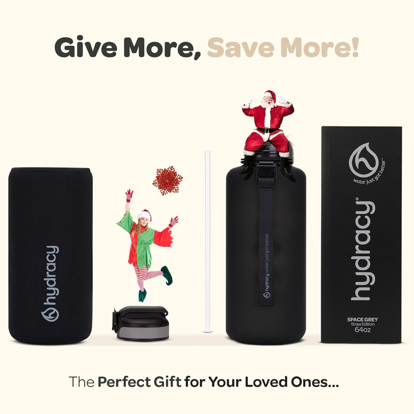 Hydracy Water Bottle with Time Marker -Large BPA Free Water Bottle & No Sweat Sleeve -Leak Proof Gym Bottle with Fruit Infuser Strainer & Times to Drink -Ideal for Fitness Sports & Outdoors
