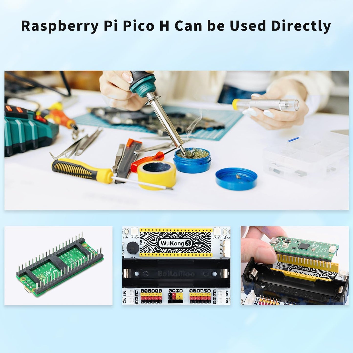 ELECFREAKS Wukong2040 Expansion Board Adapter for Raspberry Pi Pico Breakout Board with Buzzer/Rainbow Lights/Motor Interface/IO Interface Expansion