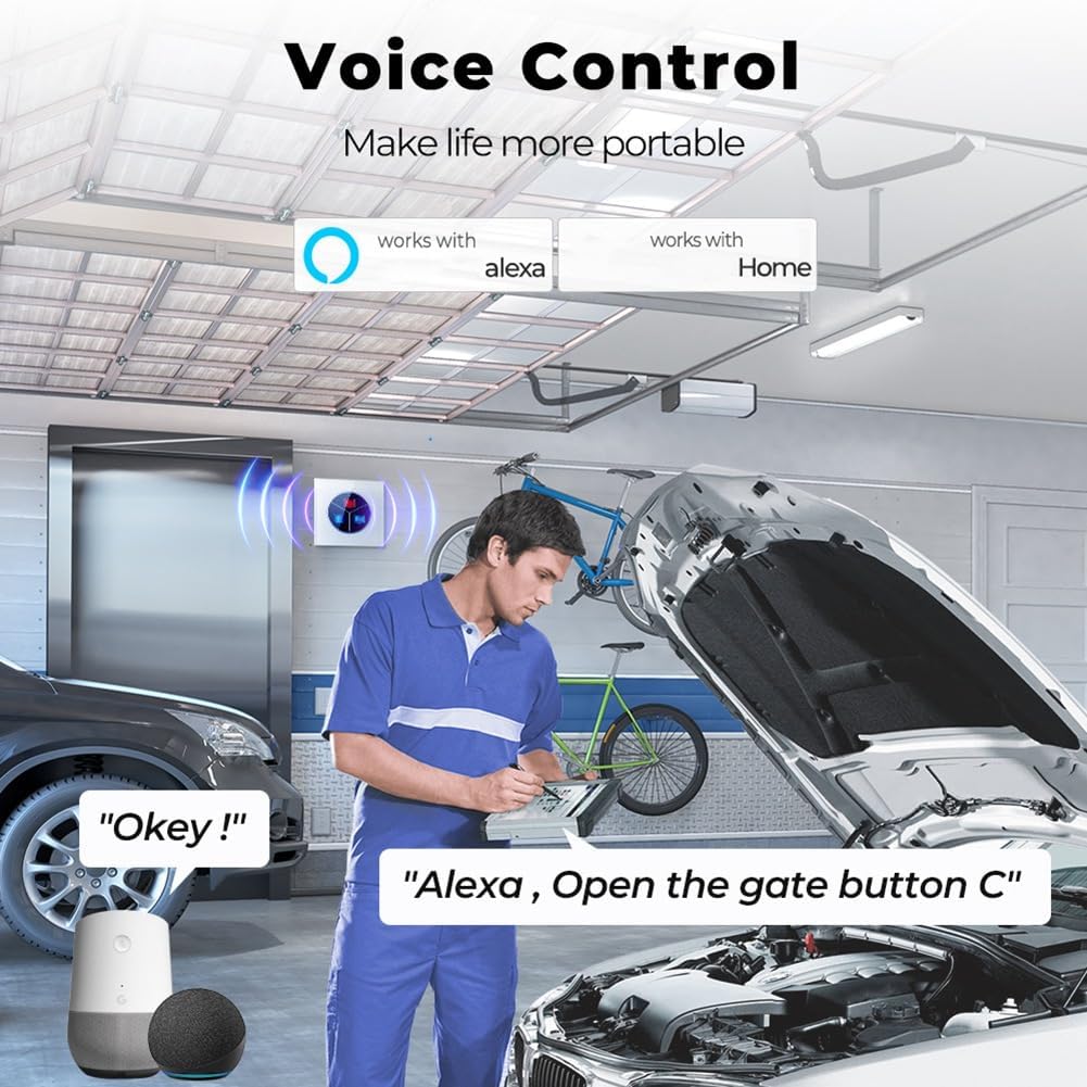 Wireless Garage Door Opener Remote WiFi Switch Universal Controlled by Smartphone Wireless Automatic Garage Door Switch for Automatic Gate Opener