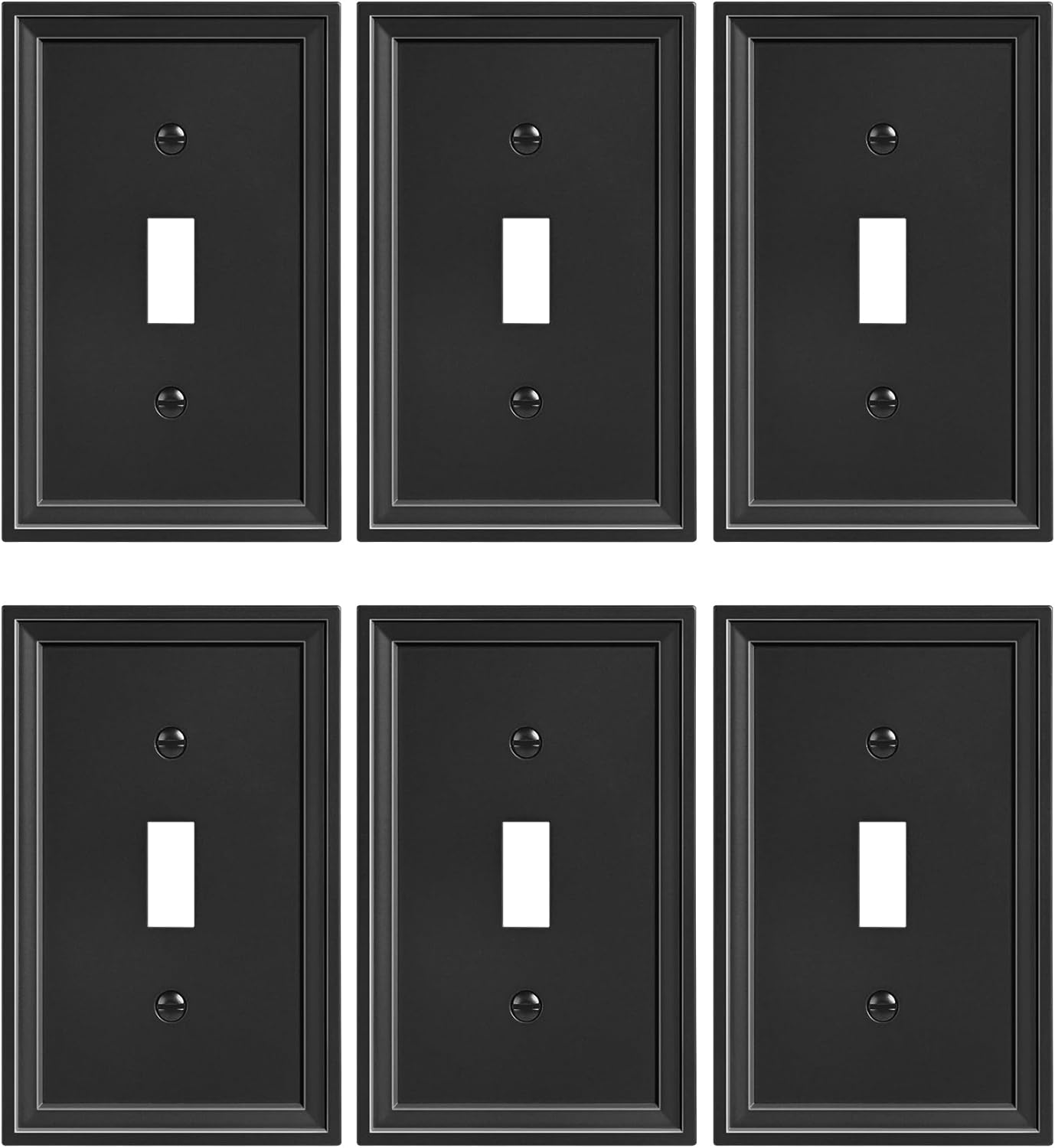 6-Pack Single Toggle Light Switch Covers Wall Plate, Black Decorative Switch Plate Covers, 1 Gang Natural Bamboo Fiber Wall Plate, Corrosion Resistant