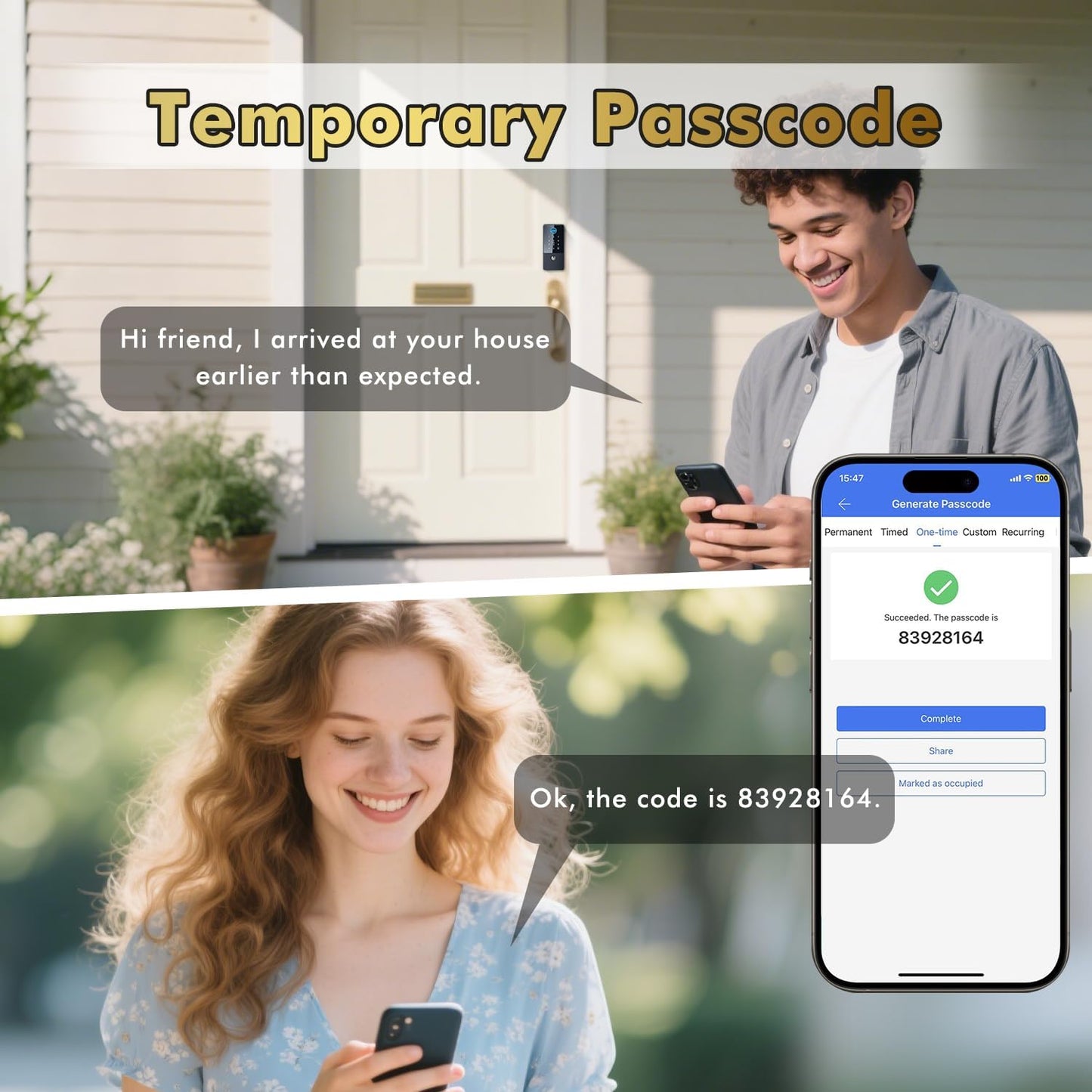 Smart Lock, Upgrade Keyless Entry Deadbolt Smart Lock with Keypad, Fingerprint Door Lock, Smart Locks for Interior Front Door, Biometric Digital Door Lock with Code App Control Auto Lock(Matte Black)