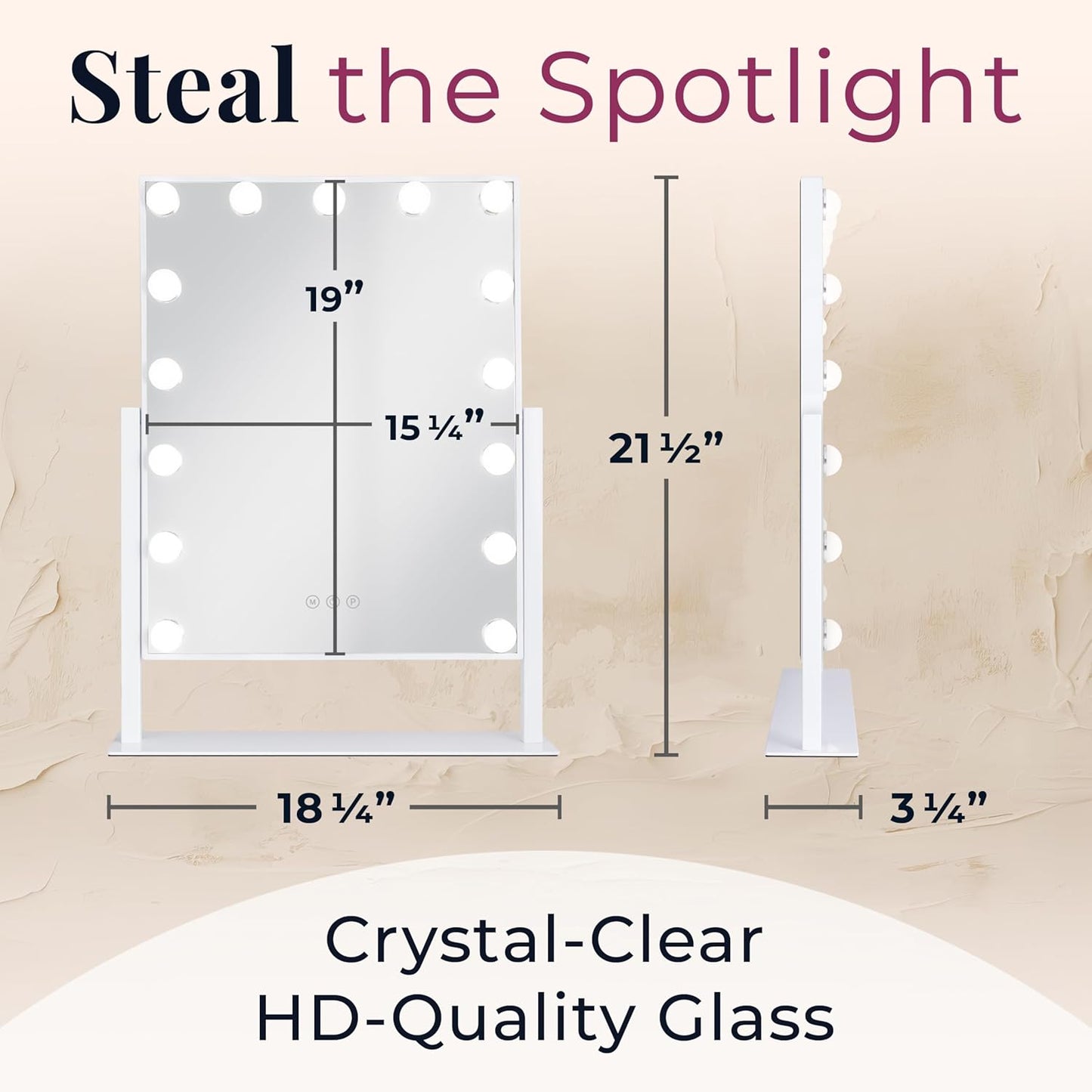 Zadro Hollywood Lighted Vanity Mirror with 15 LED Bulbs, 3 Color Light Settings, 360° Rotation Makeup Mirror Head (21" H x 18" W | 1X | Dark Green)