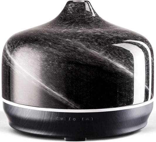 Porseme 500ml Glass Essential Oil Diffuser Aromatherapy Ultrasonic Cool Mist Humidifier 15-21 Running Hours Waterless Auto-Off Air Diffusers for Sleeping Yoga Office Working Spa and Rest (Obsidian)