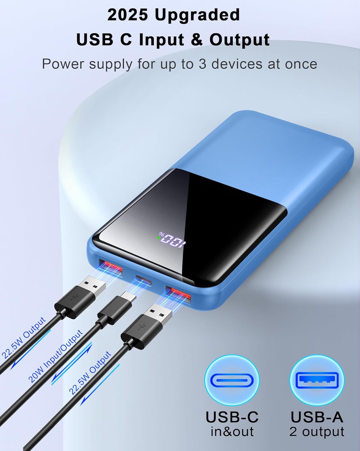 Portable Charger Power Bank, 10000mAh Mini Portable Battery Fast Charging Battery Pack Travel Essentials, PD 3.0 QC 4.0 External Phone Powerbank for iPhone Android Samsung and USB/USB-C Devices