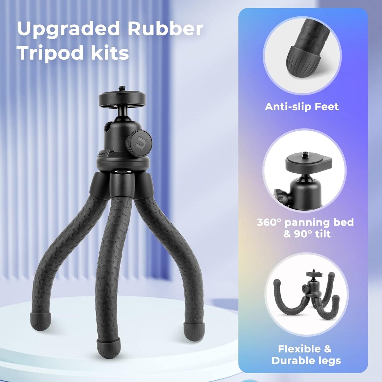 UBeesize Phone Tripod, UBeesize 12 Inch Flexible Cell Phone Tripod Stand Holder with Wireless Remote Shutter & Universal Phone Mount, Compatible with Smartphone/DSLR/GoPro Camera