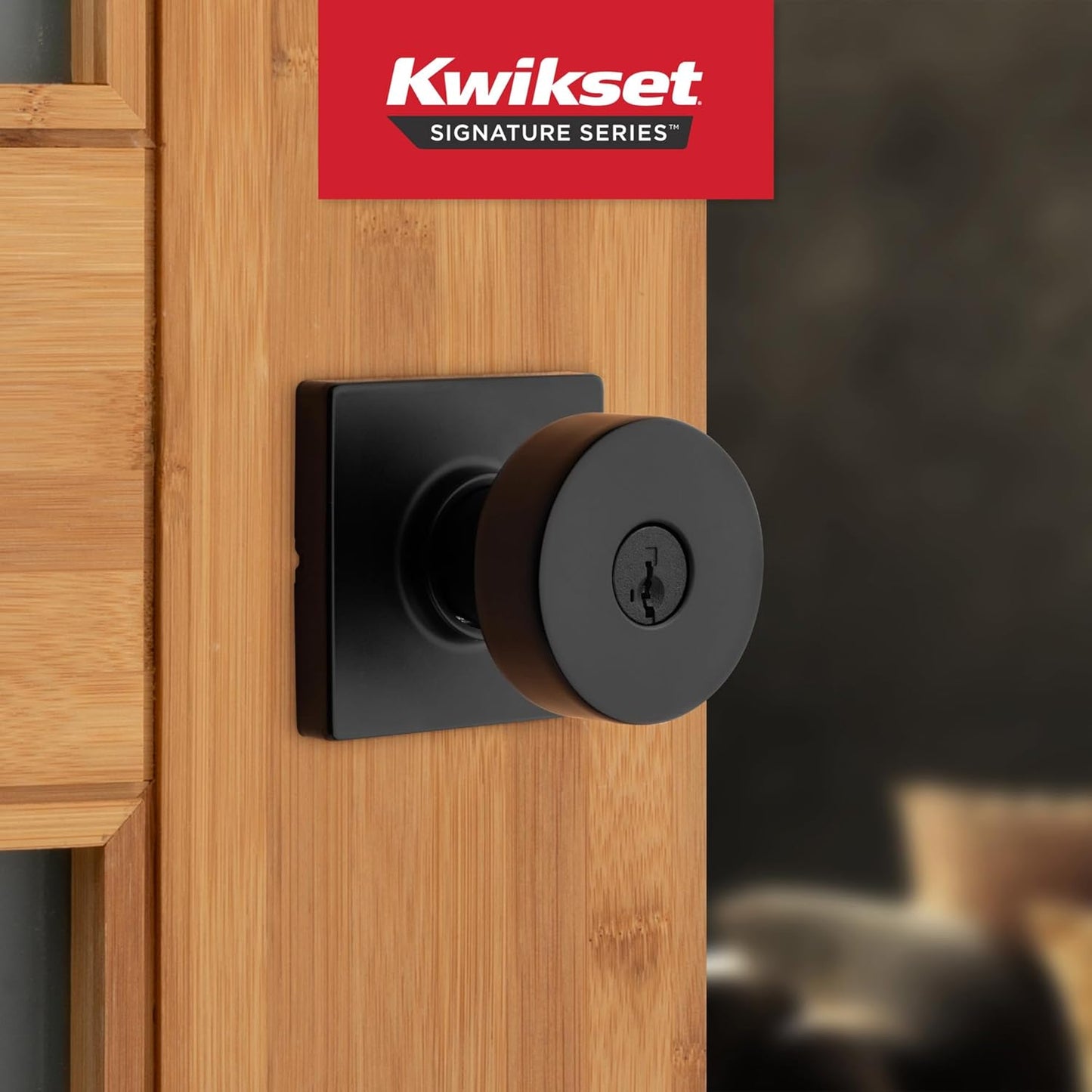 Kwikset Pismo Entry Door Knob with Lock and Key, Secure Keyed Handle Exterior, Front Entrance and Bedroom, Matte Black, 10 Pack, Pick Resistant SmartKey Rekey Security and Microban