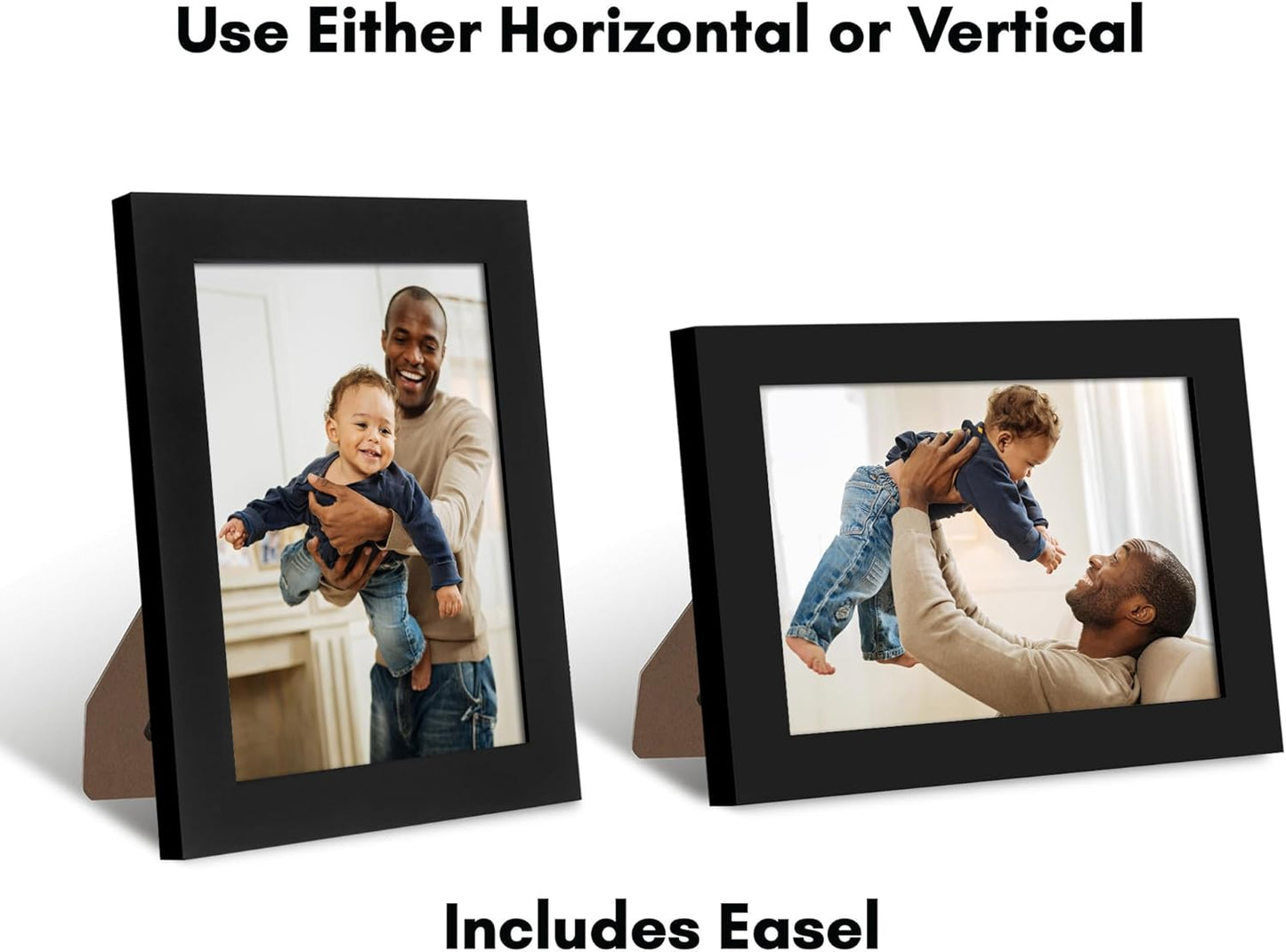Americanflat 5x7 Picture Frame with Shatter-Resistant Glass - Signature Collection - Gallery-Style Frames Made of Engineered Wood - Photo Frame for Tabletop and Wall Display - Black