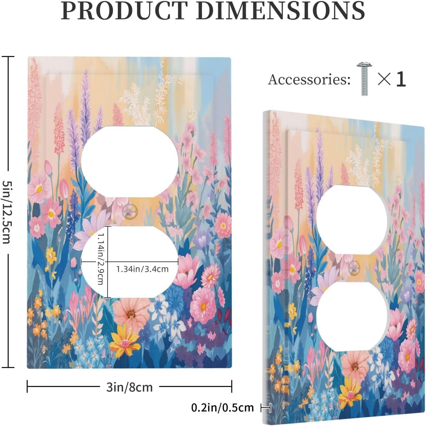 Outlet Covers Colorful Watercolor Flowers Wildflower Plants 1 Gang Duplex Light Switch Cover Plate Decorative Switch Plate Covers Electrical Socket Cover for Bathroom Home Decor