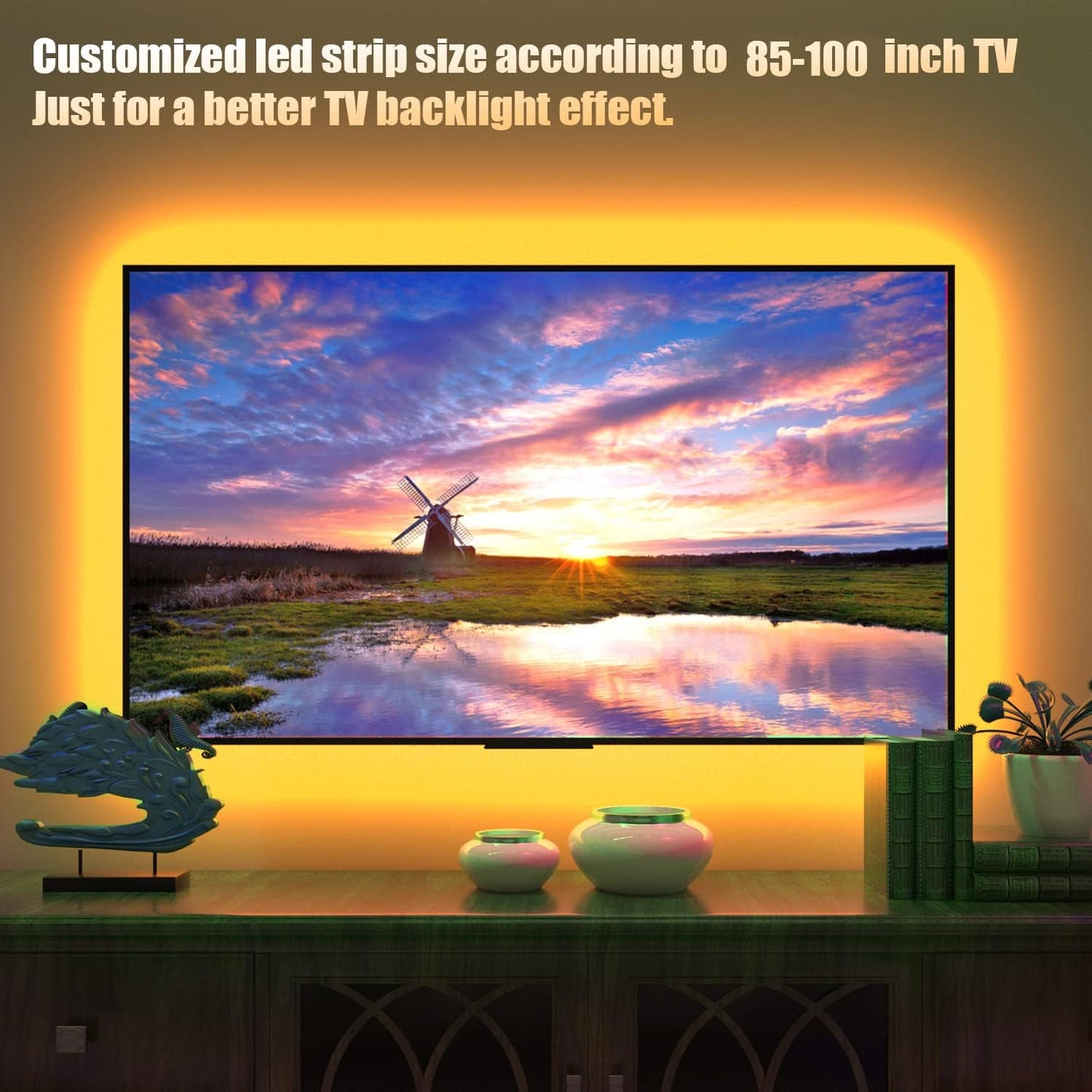 maylit Tv Led Backlight, 22.3ft Led Strip Lights for 85-100in Tv, Tv Lights kit with Remote, RGB Bias Lighting for Room Decor