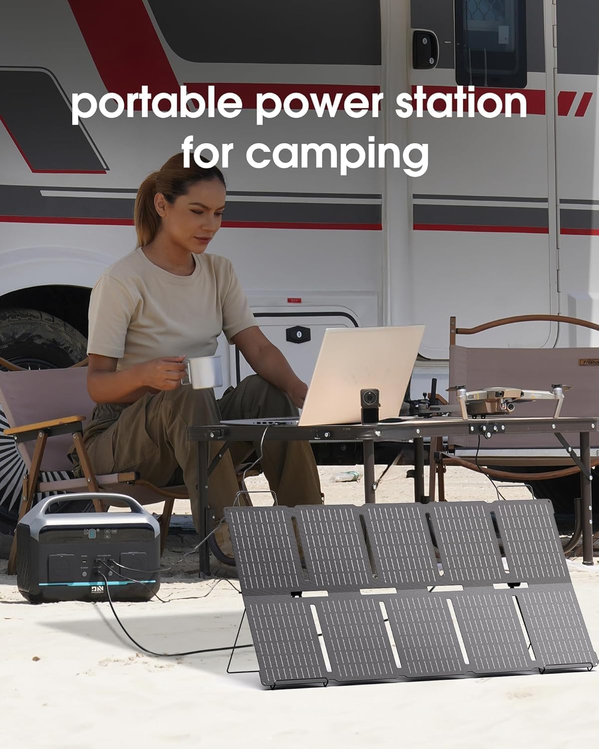 Portable Power Station 600W (1200W Surge), 576Wh LiFePO4 Electric Generator with 1Hr Fast Charging, 100W USB-C PD Output, Solar Power Bank for Home Emergency, Camping, RV Travel, CPAP (Solar Optional)