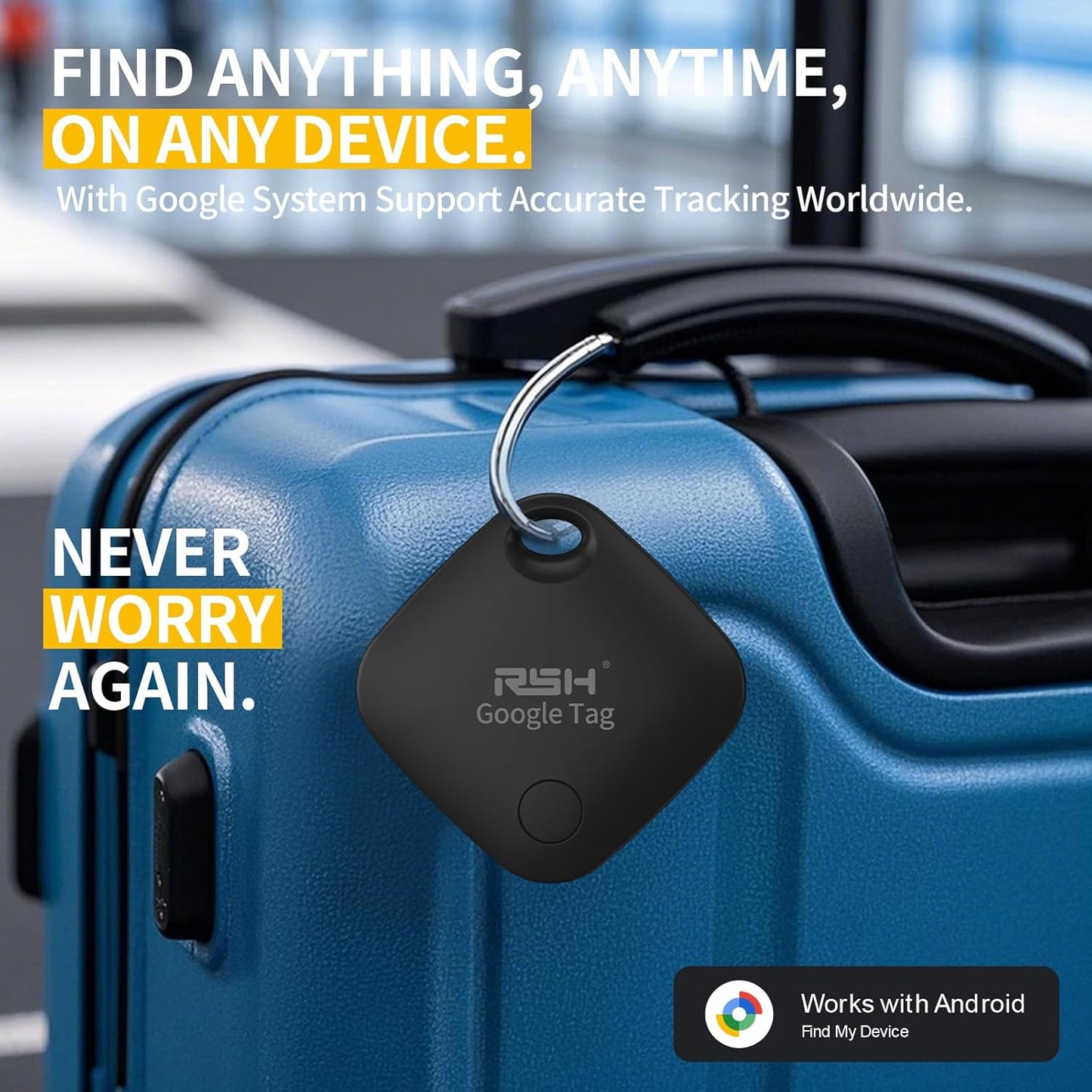 Air Tracker Tag for Android 4 Pack Luggage Tracker Tags 2026Update Works with Google Find Hub App Bluetooth Tracker Key Finder Item Locator for Luggage, Backpack, Suitcases, Replaceable Battery